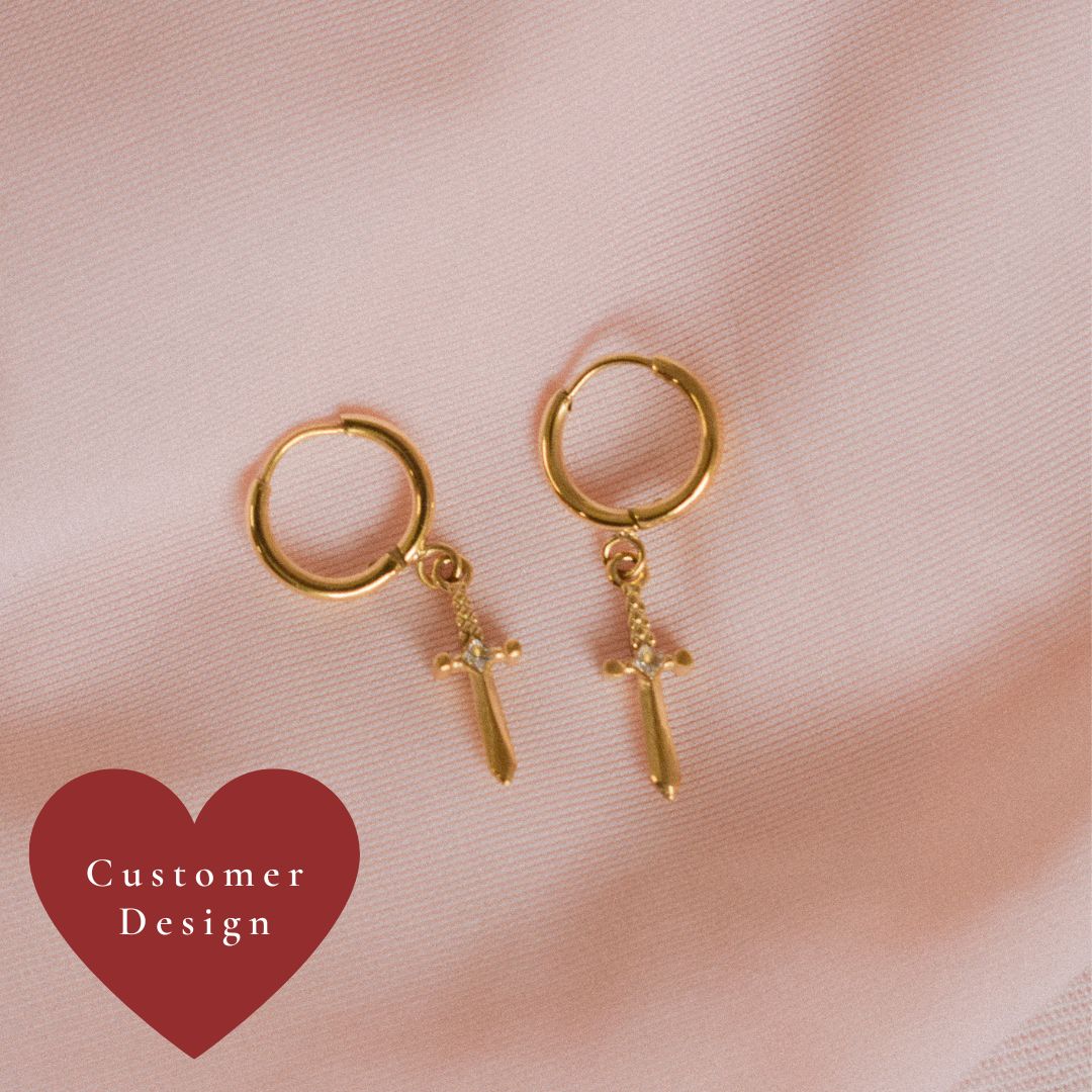 "Dagger" Cubic Zirconia Huggies