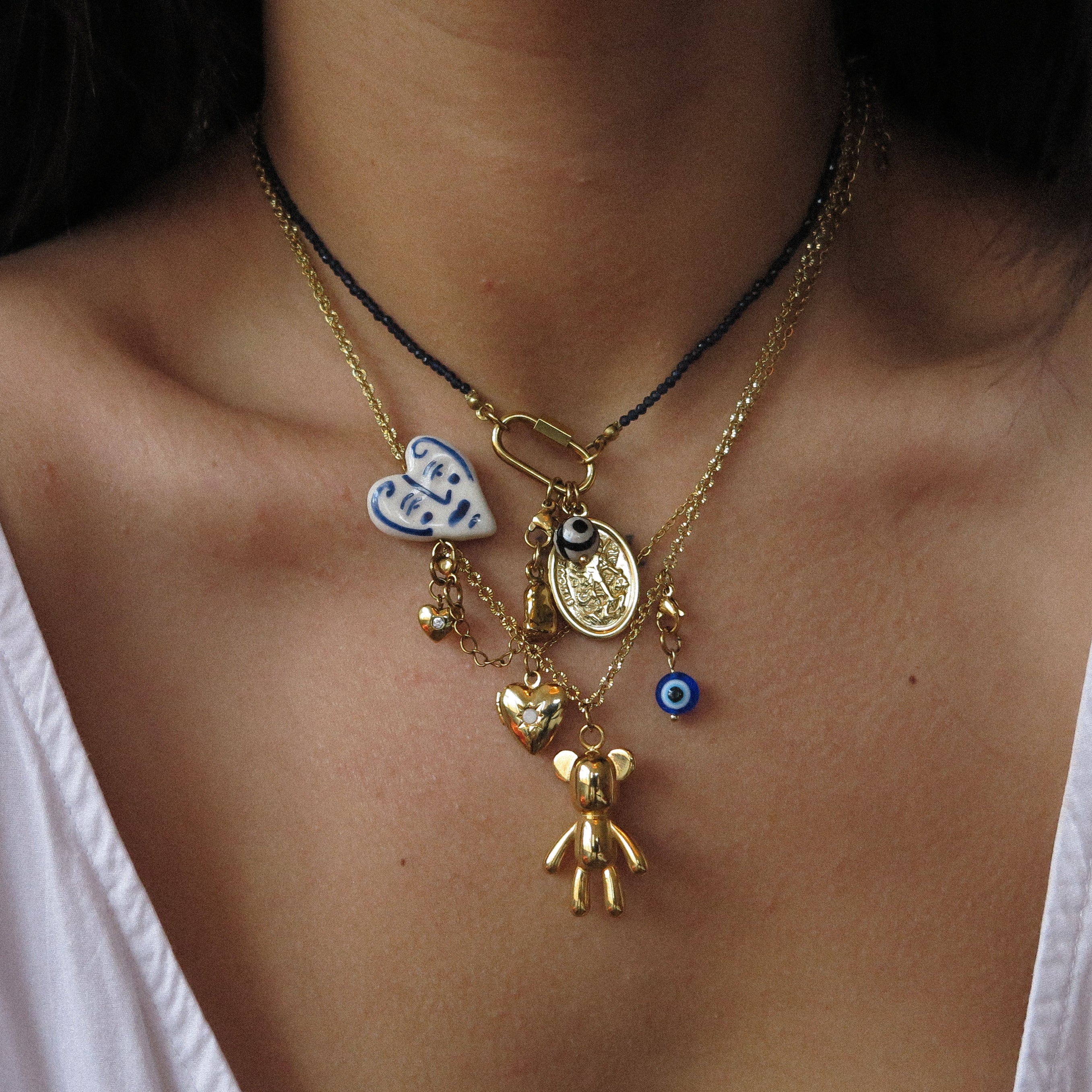 “Harriette” Beaded Carabiner Necklace