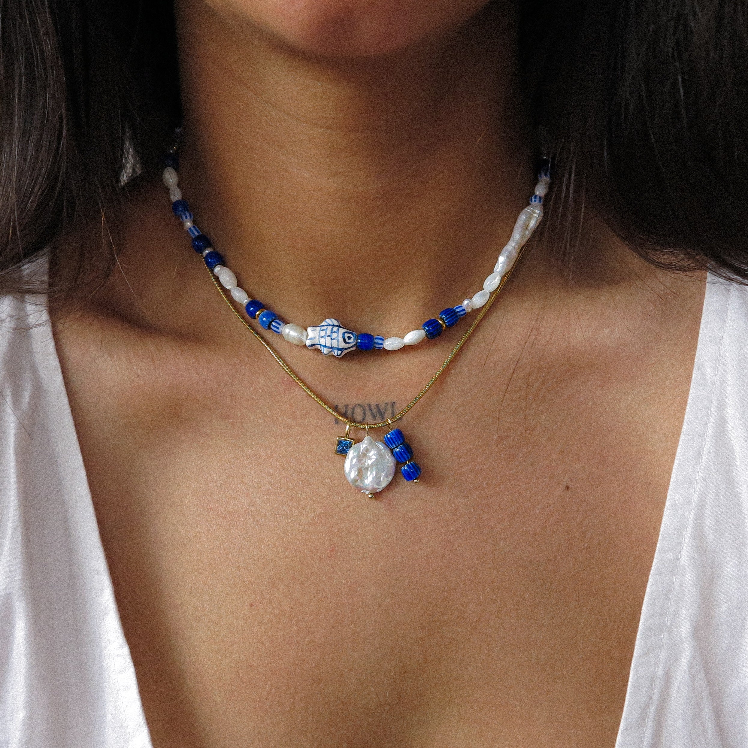 "Corfu" Beaded Fish Necklace