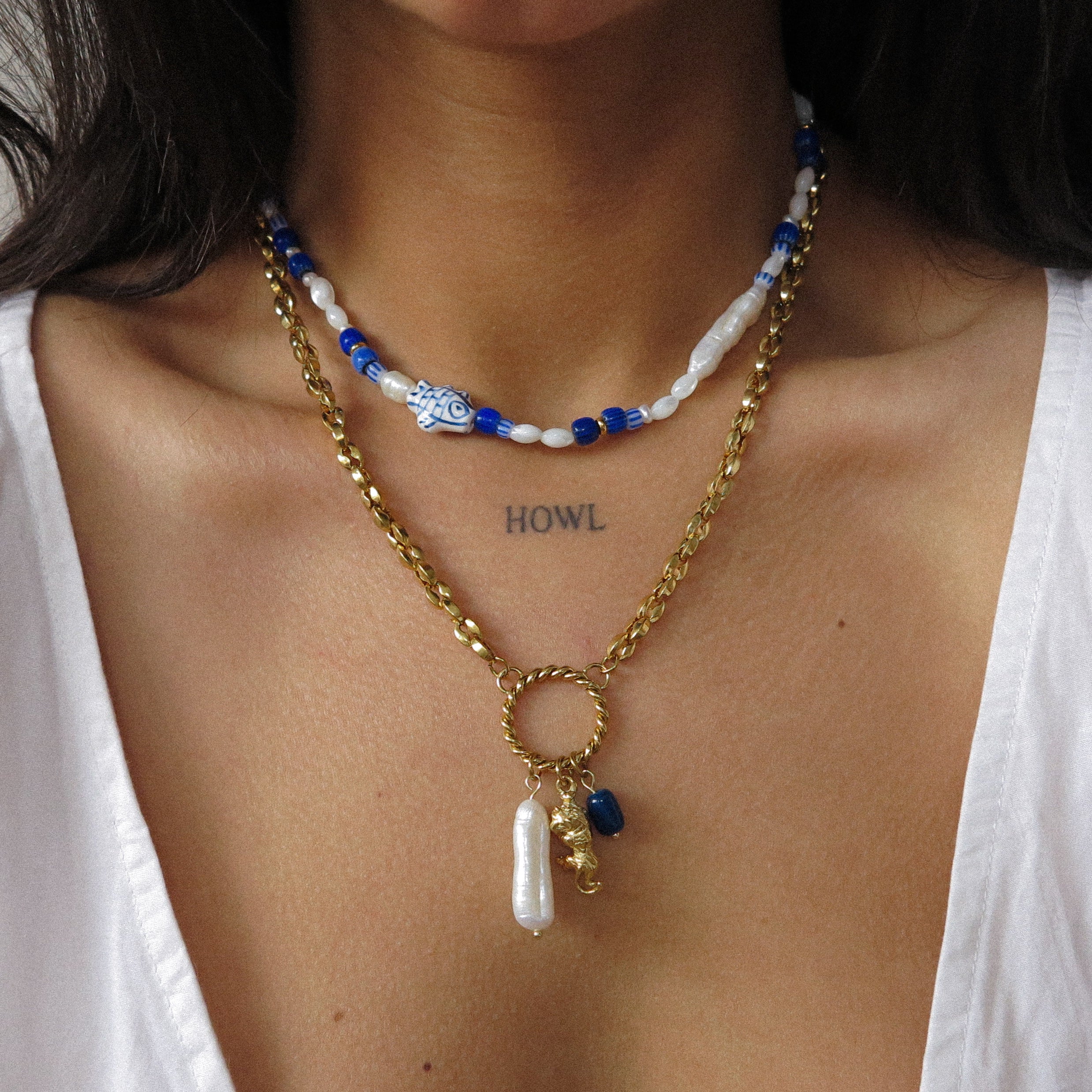 "Corfu" Beaded Fish Necklace