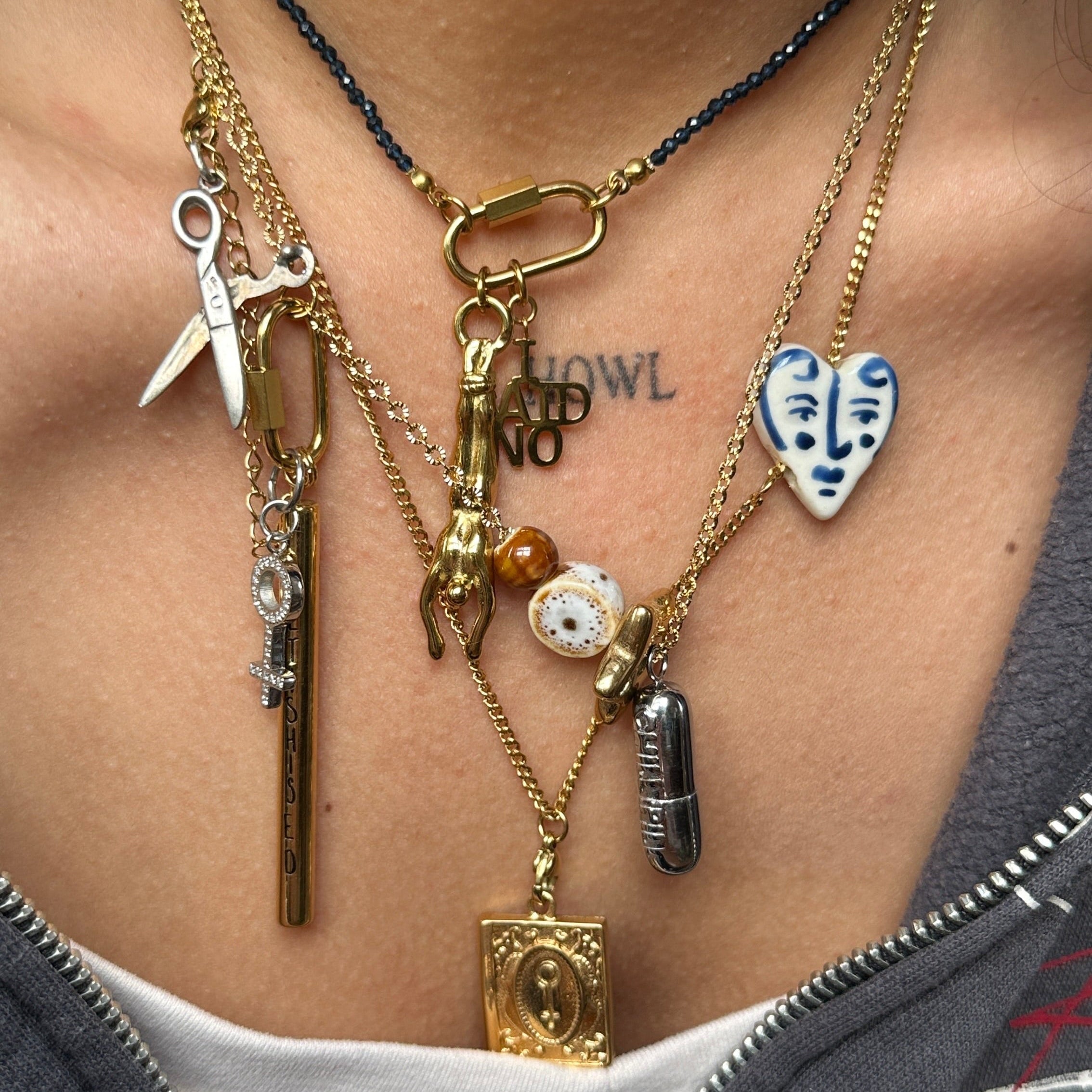 “Harriette” Beaded Carabiner Necklace