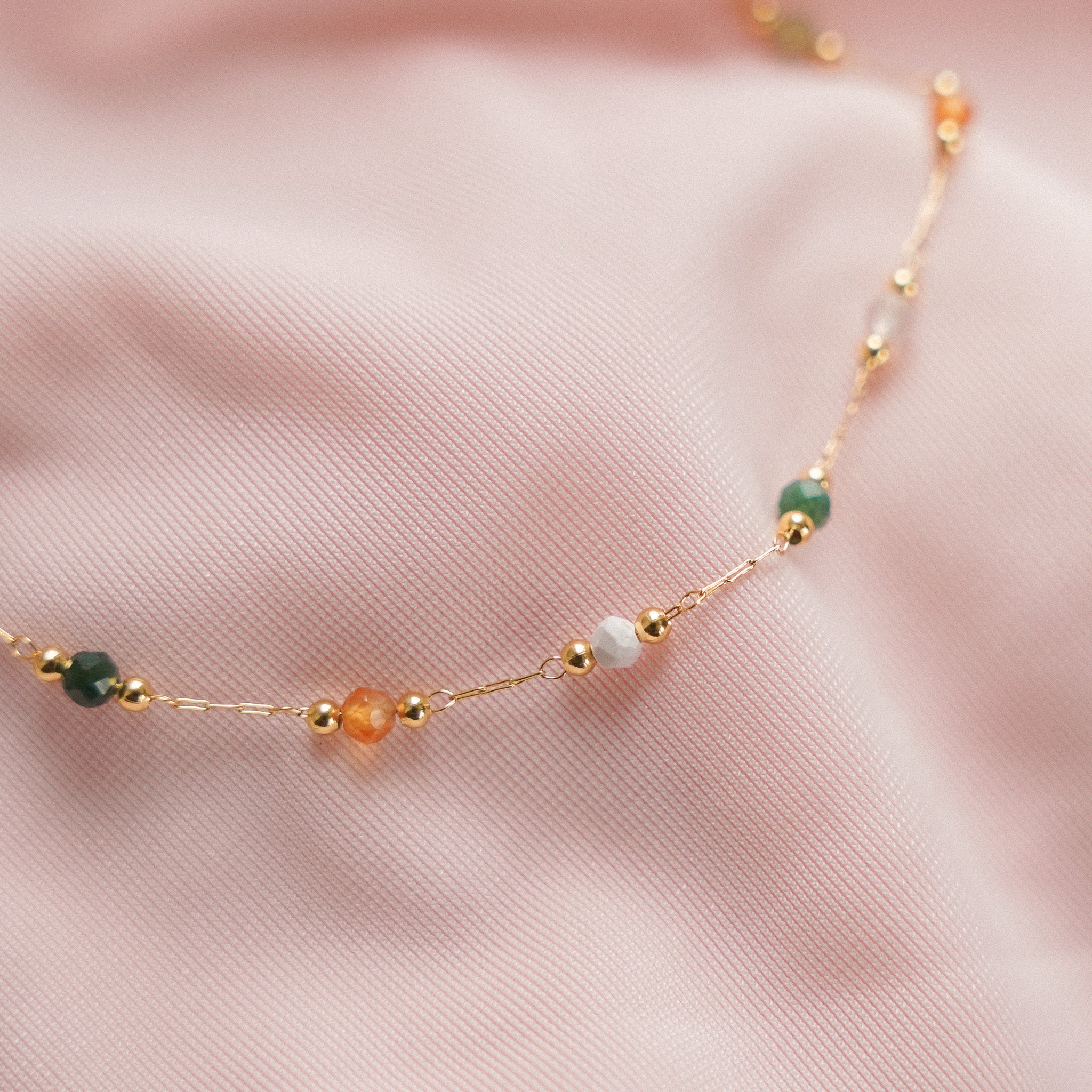 "Lace” Beaded Stone Chain