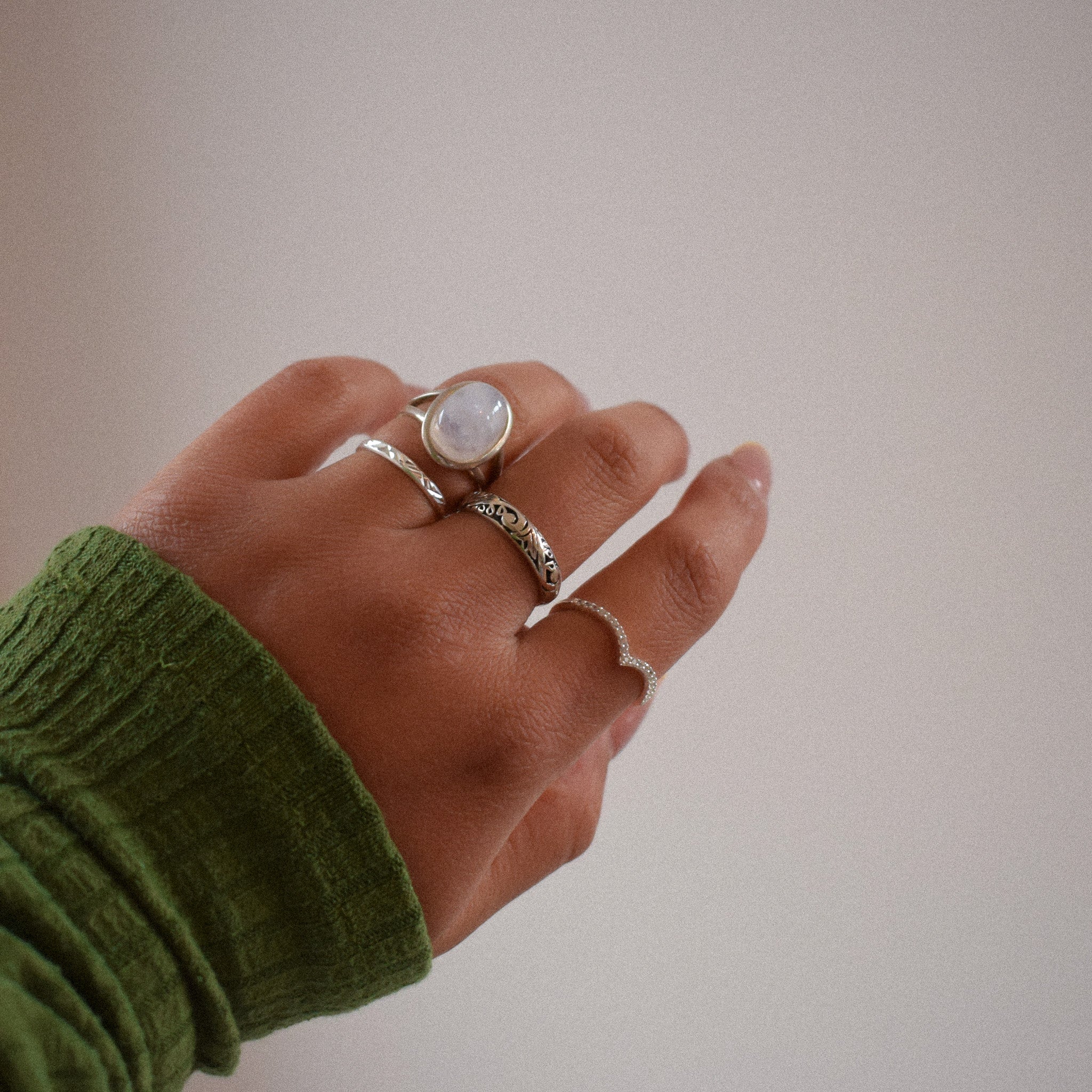 “Elmea” Silver Patterned Ring