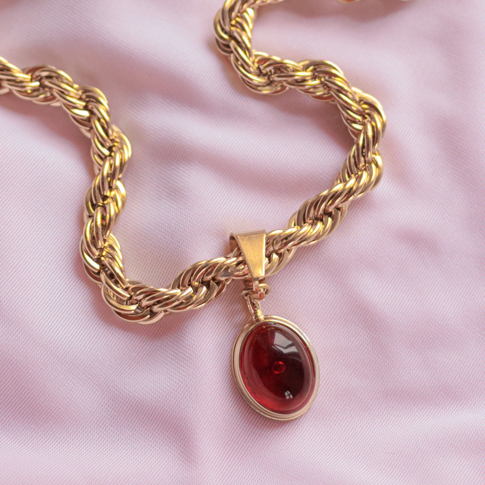 "Grammy" Twisted Red Stone Necklace