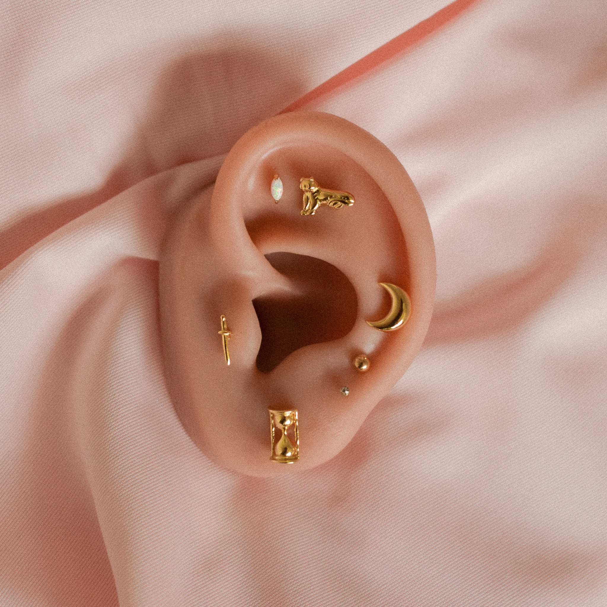 "Ocean" Tiny Opal 14K Gold Earring