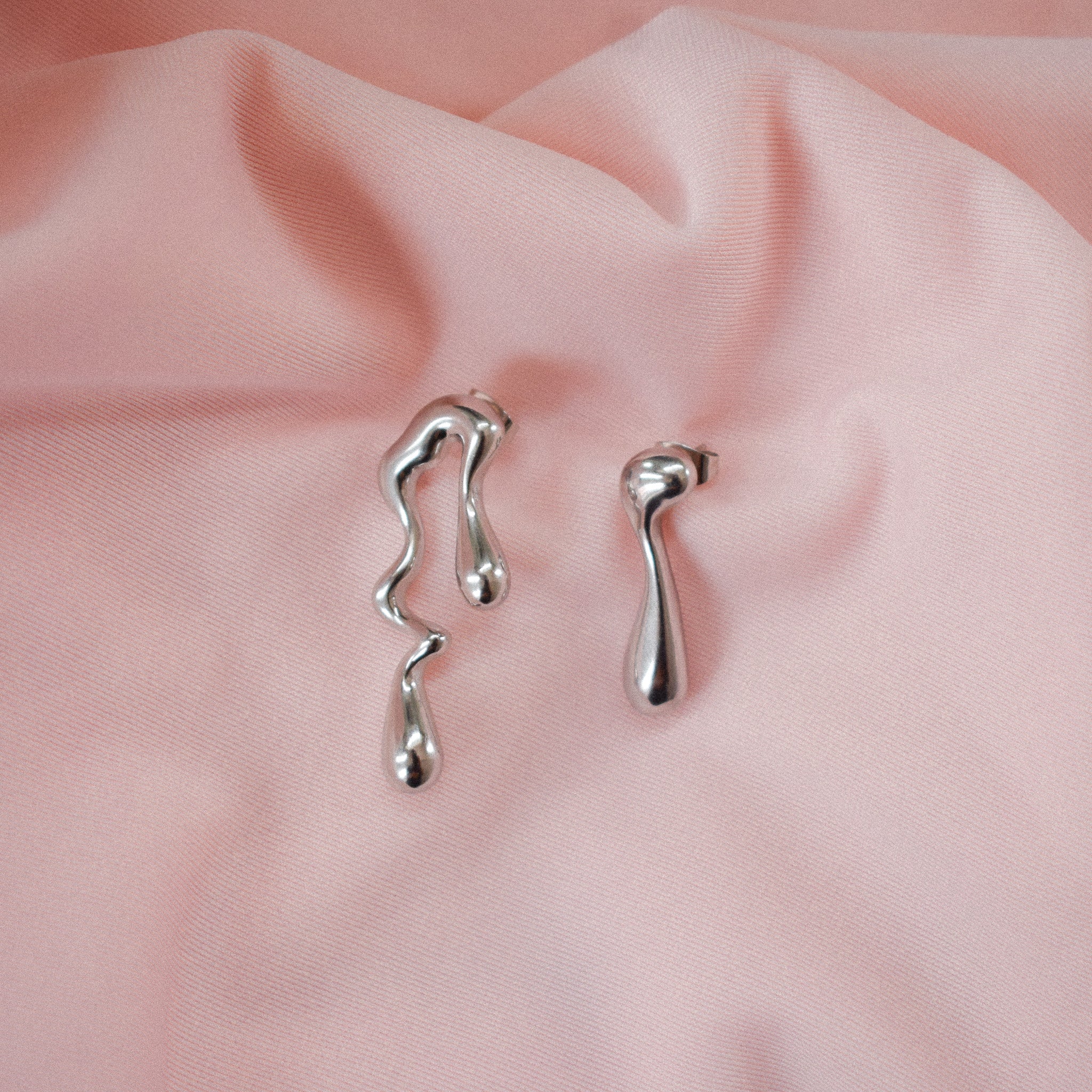“Ego” Silver Molten Earrings