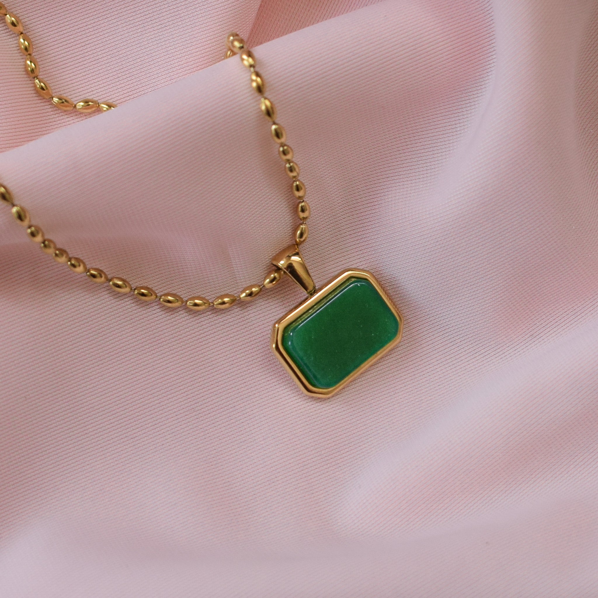 “Evelyn” Green Stone Necklace