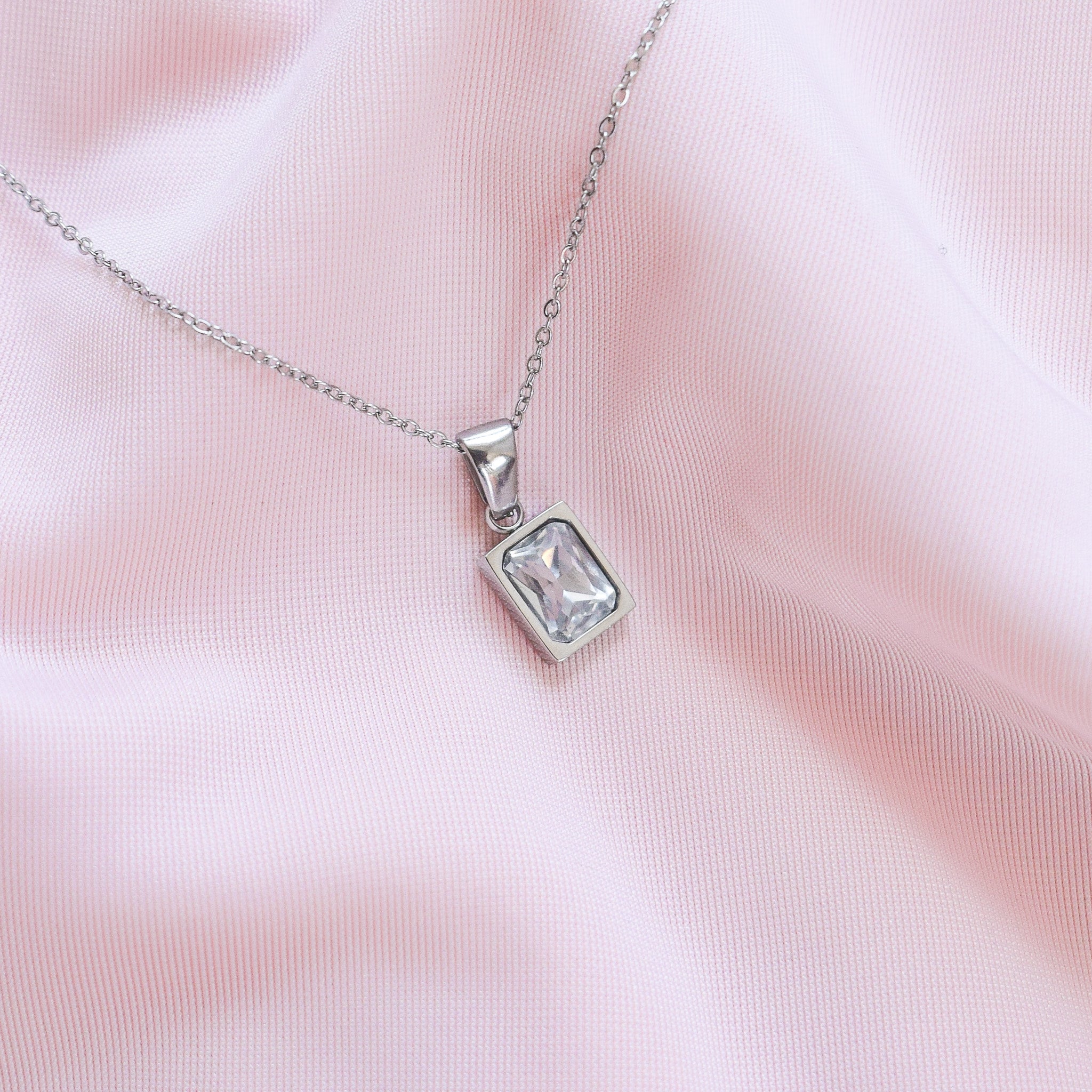 "Cassidy” Rectangle Stone Necklace