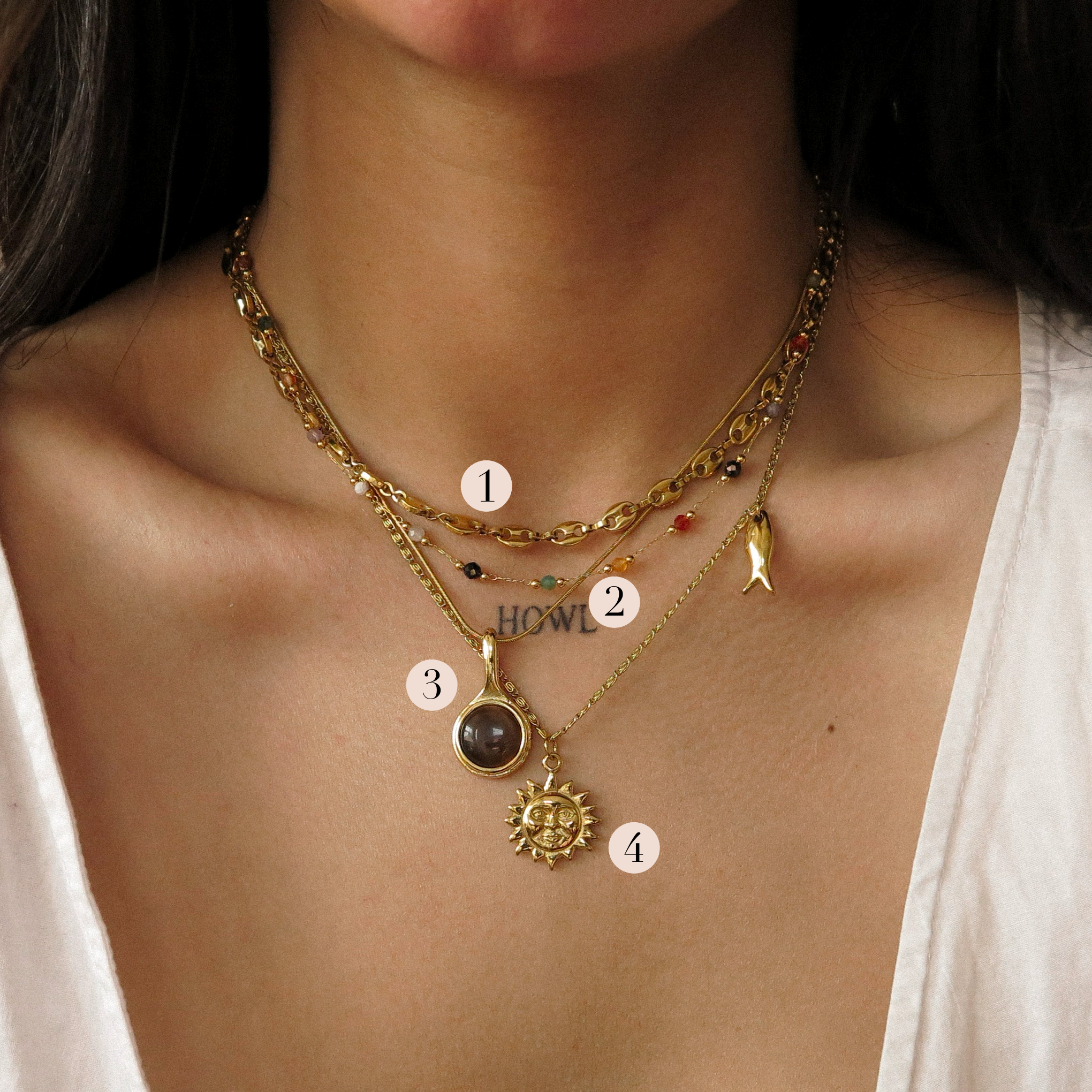 "Lace” Beaded Stone Chain