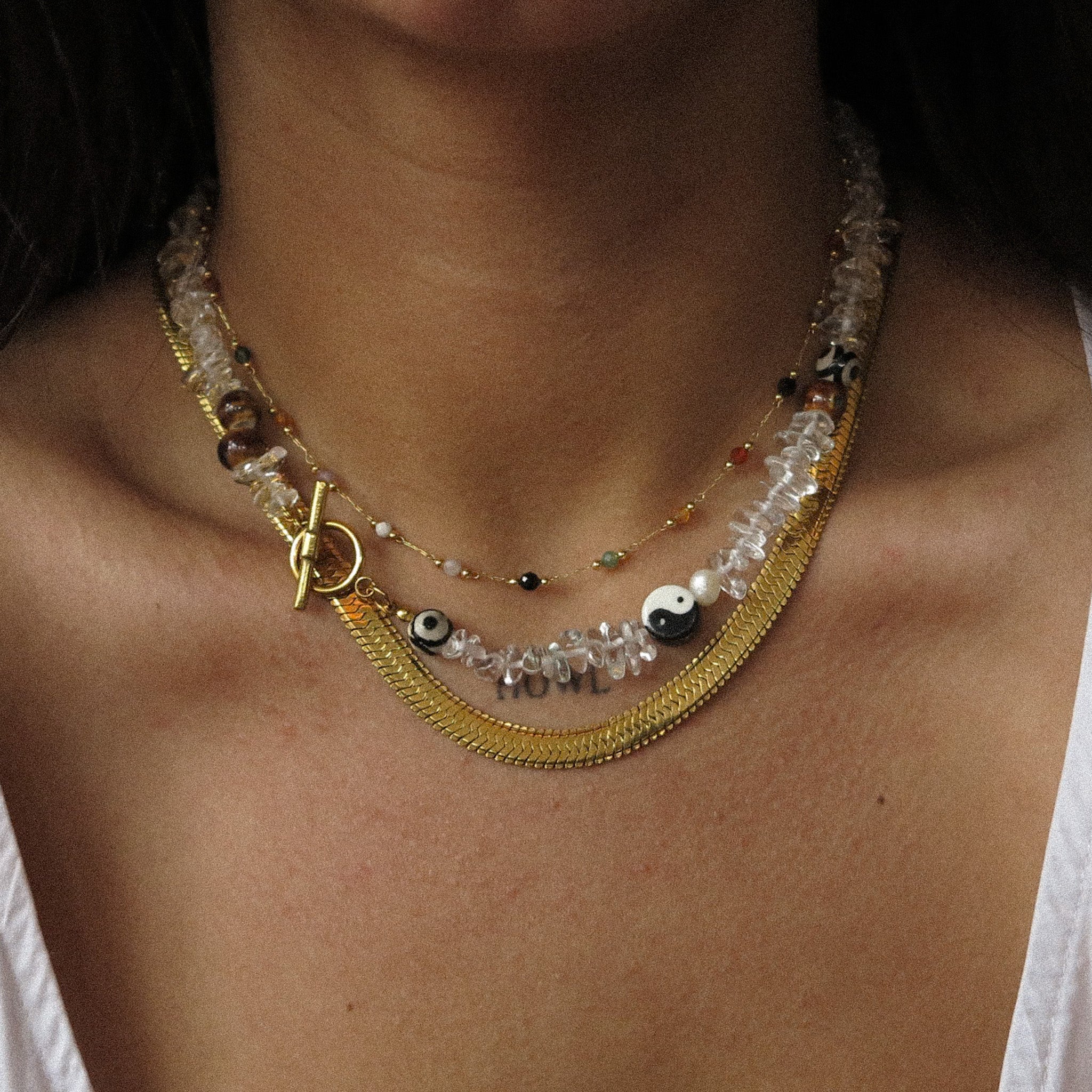 "Millicent" T-Bar Transparent Bead Necklace