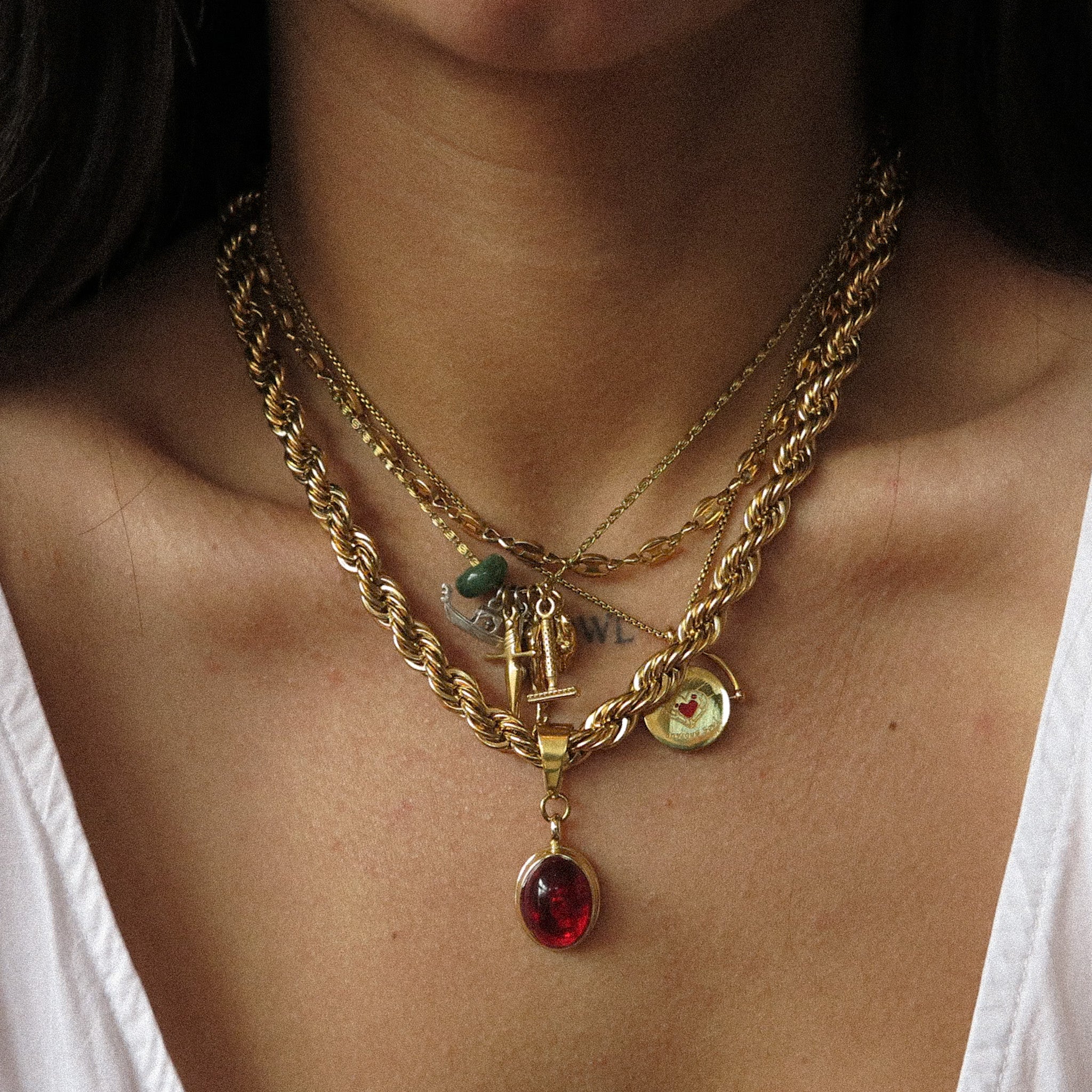 "Agnes" Vintage Charm Necklace