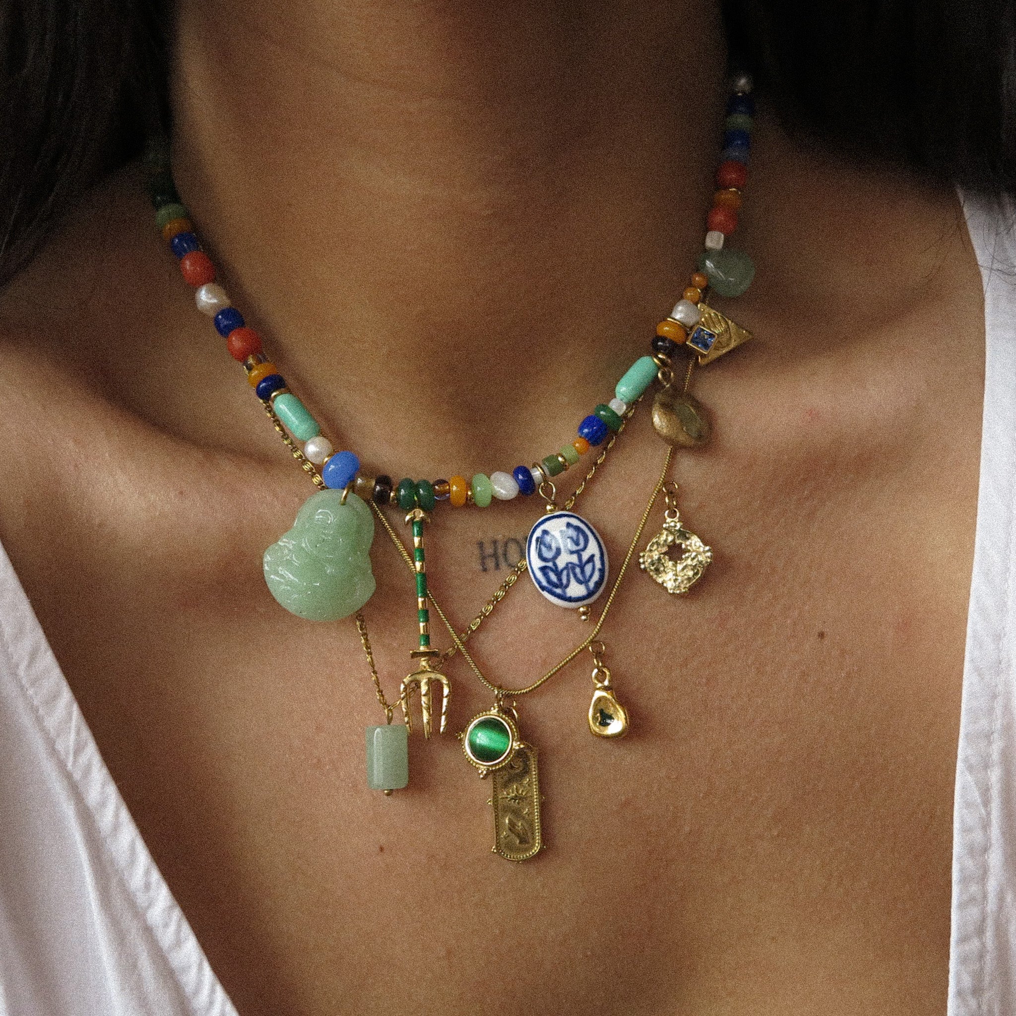 "Vera" Beaded Charm Necklace