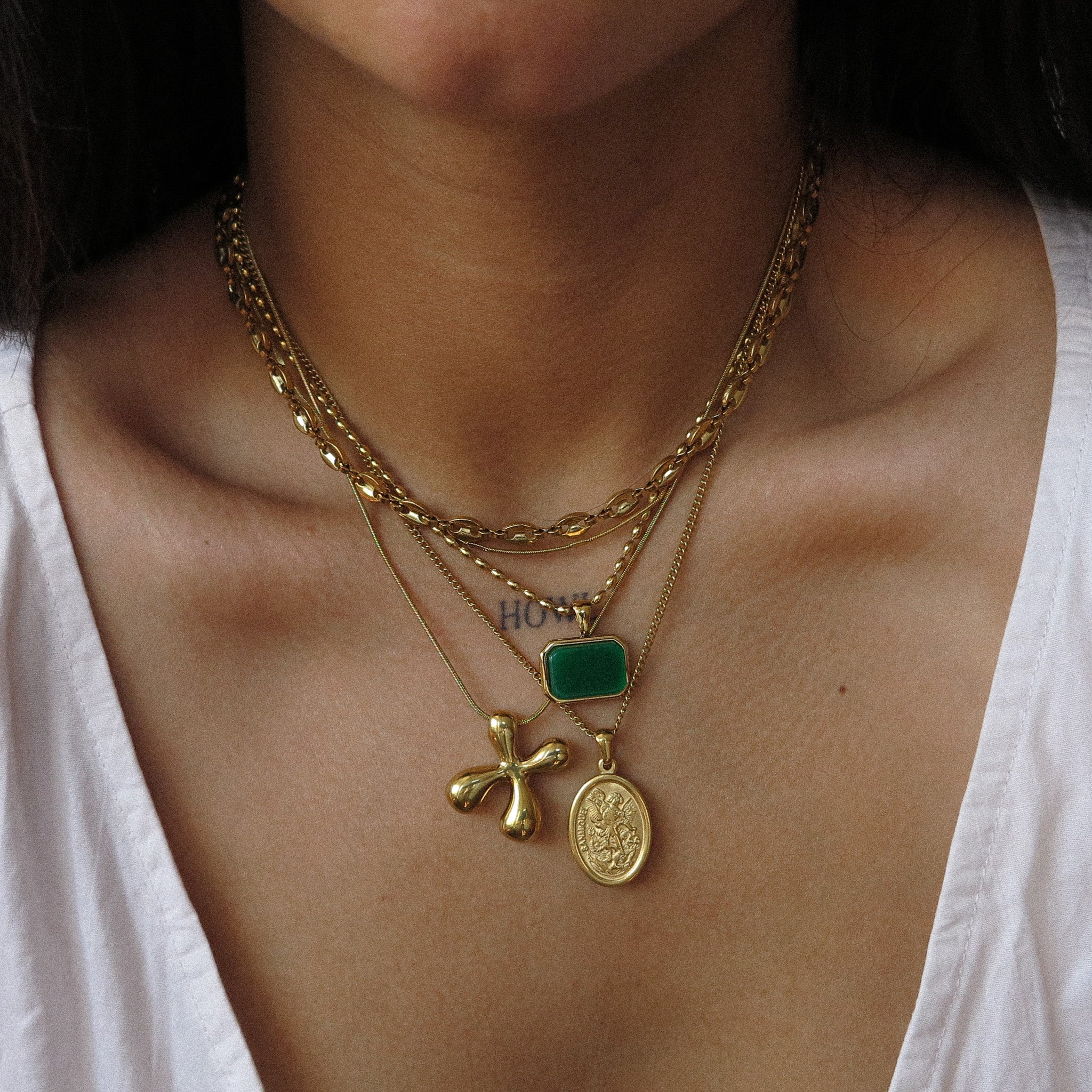 “Evelyn” Green Stone Necklace
