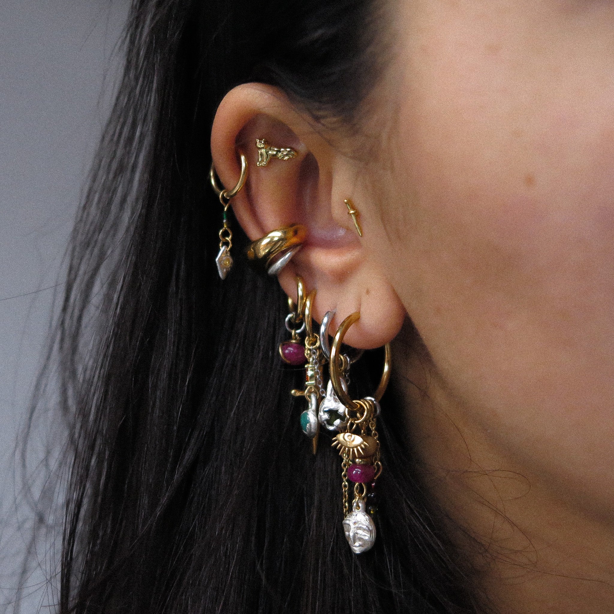 "Tiger" Tiny Sterling Silver Tiger Earring