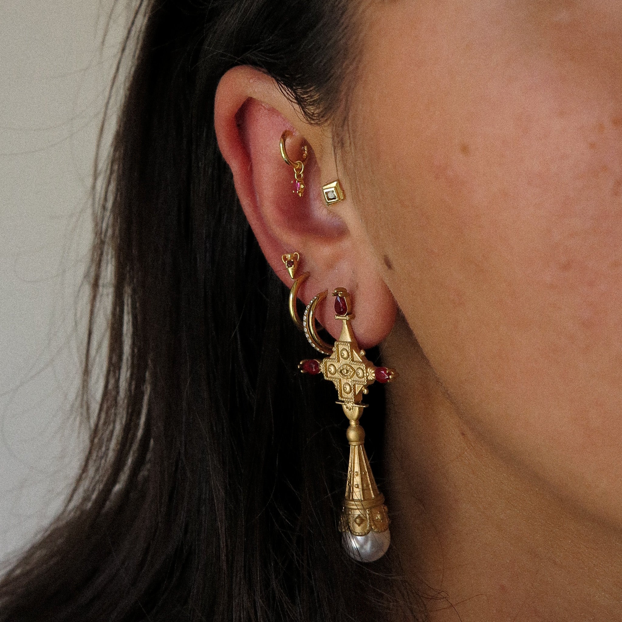 “Ruby” Tiny Dangle Earring