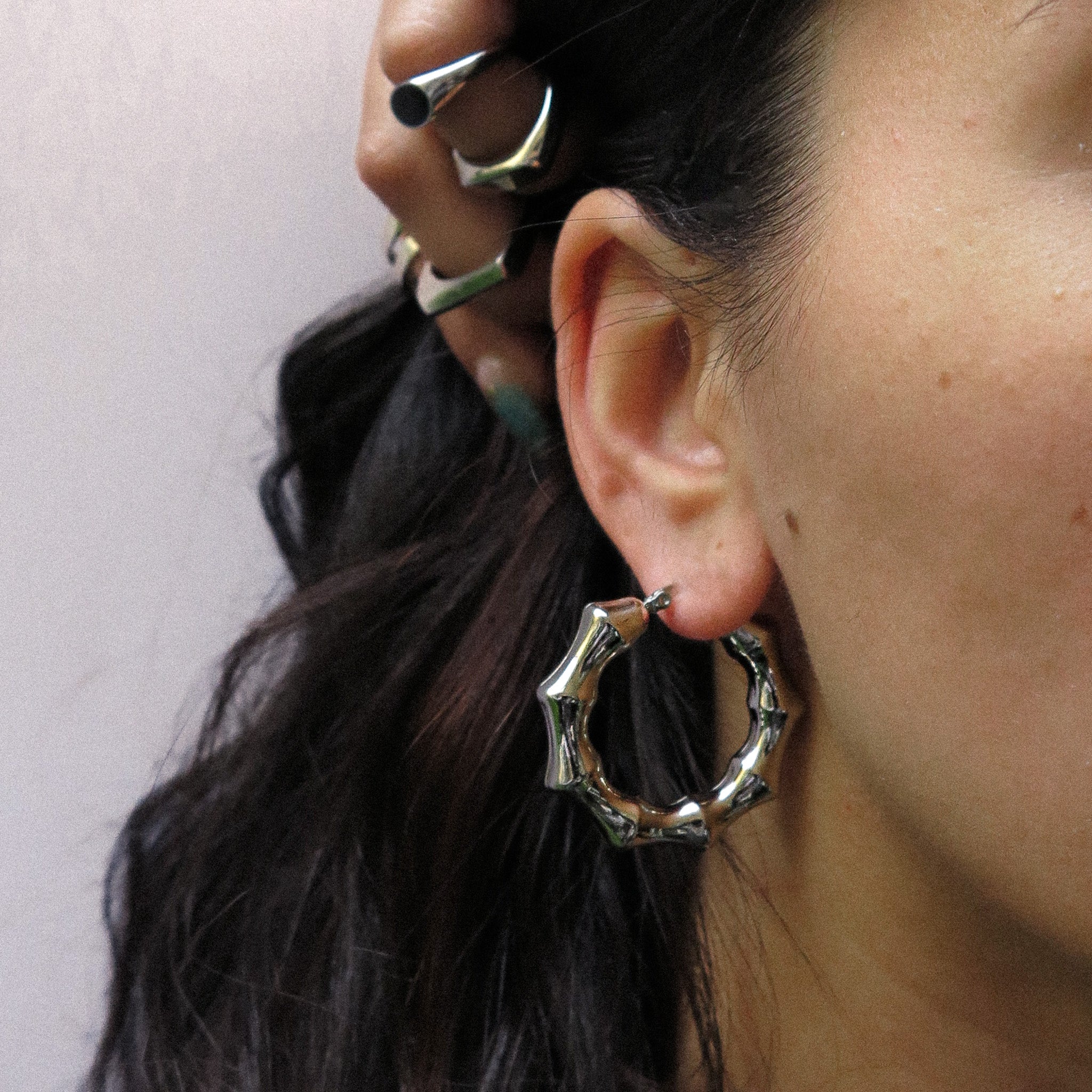 "Samia" Bamboo Hoop Earrings