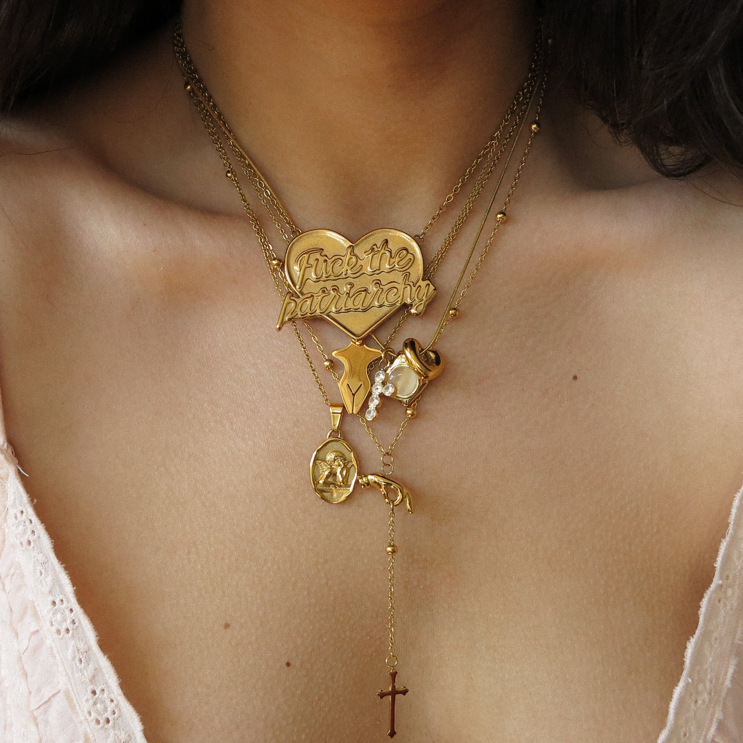 “Pandora” Oval Cherub Necklace