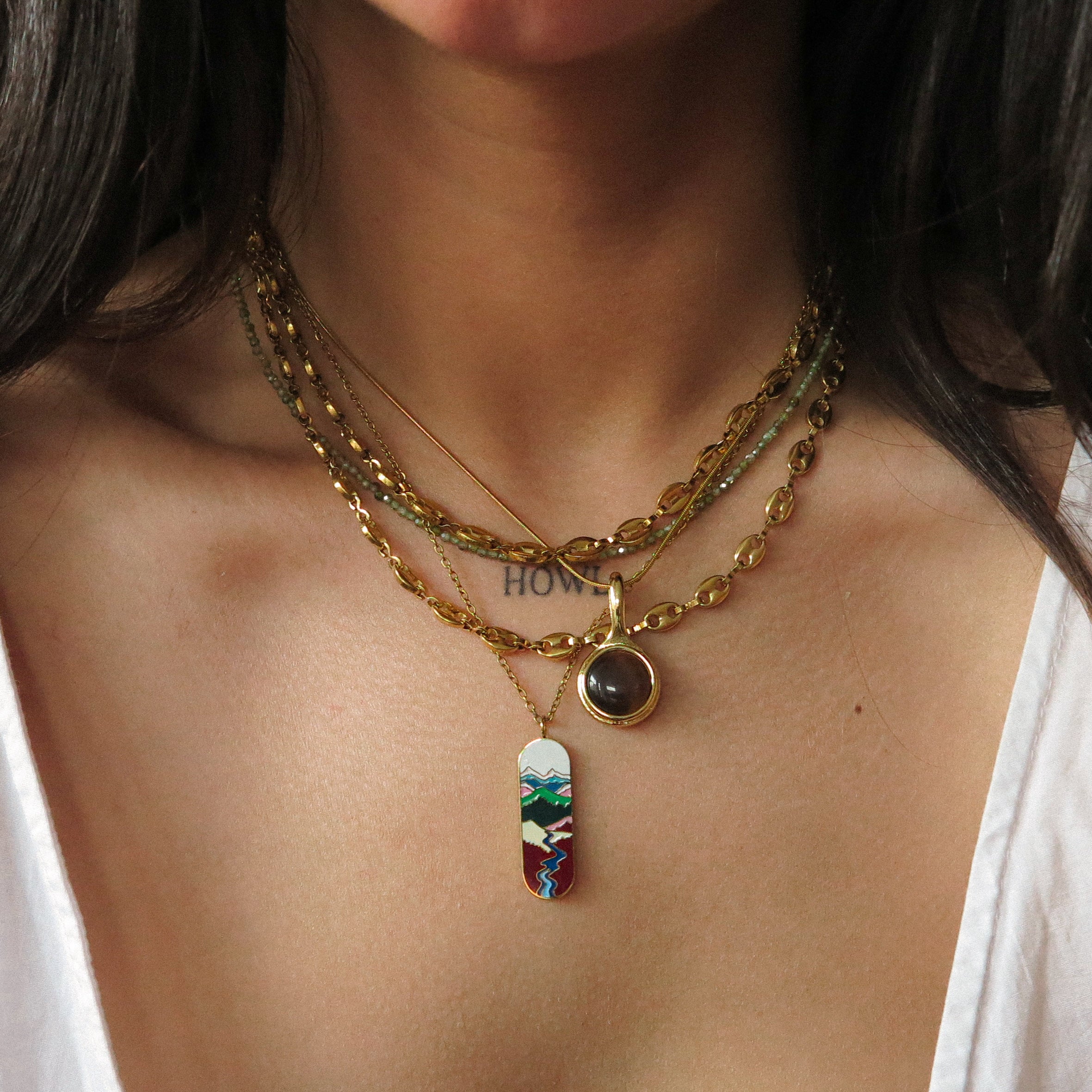“Bliss” Landscape Resin Necklace