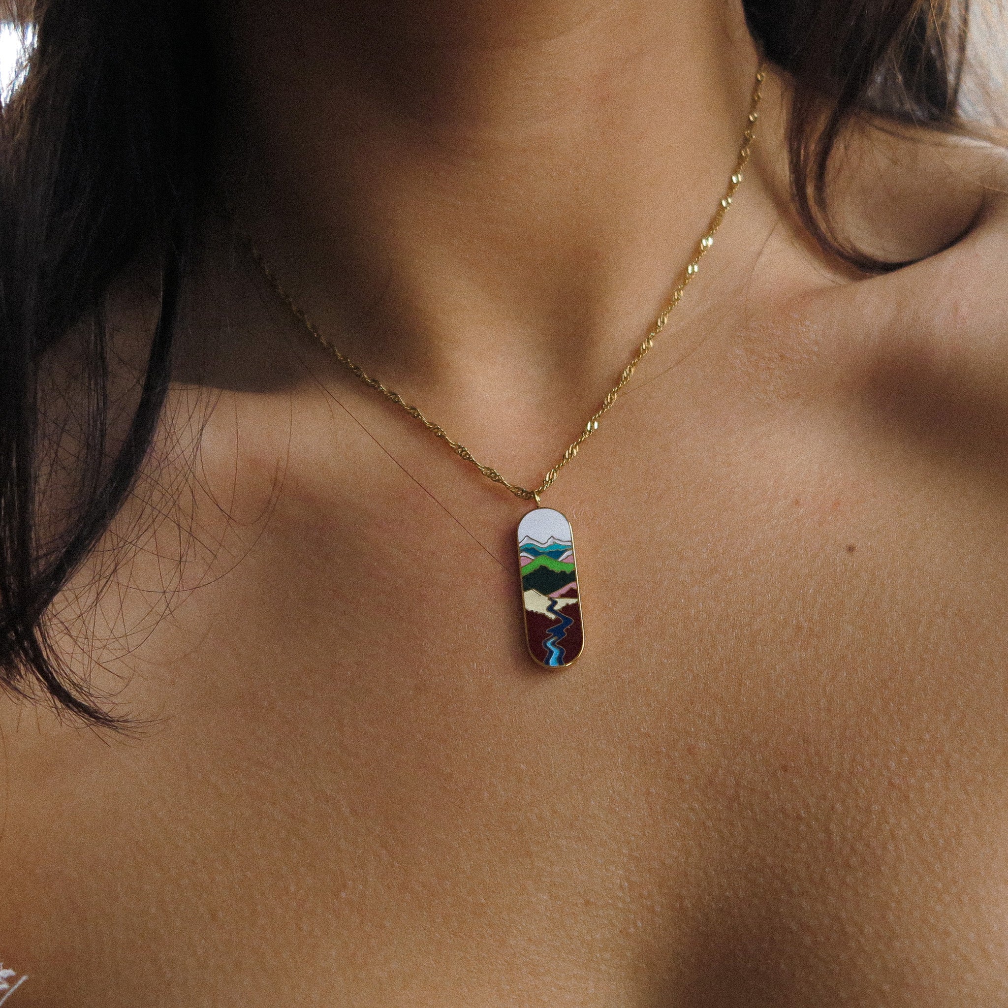 “Bliss” Landscape Resin Necklace