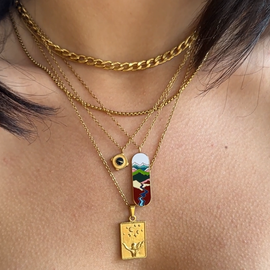 “Bliss” Landscape Resin Necklace