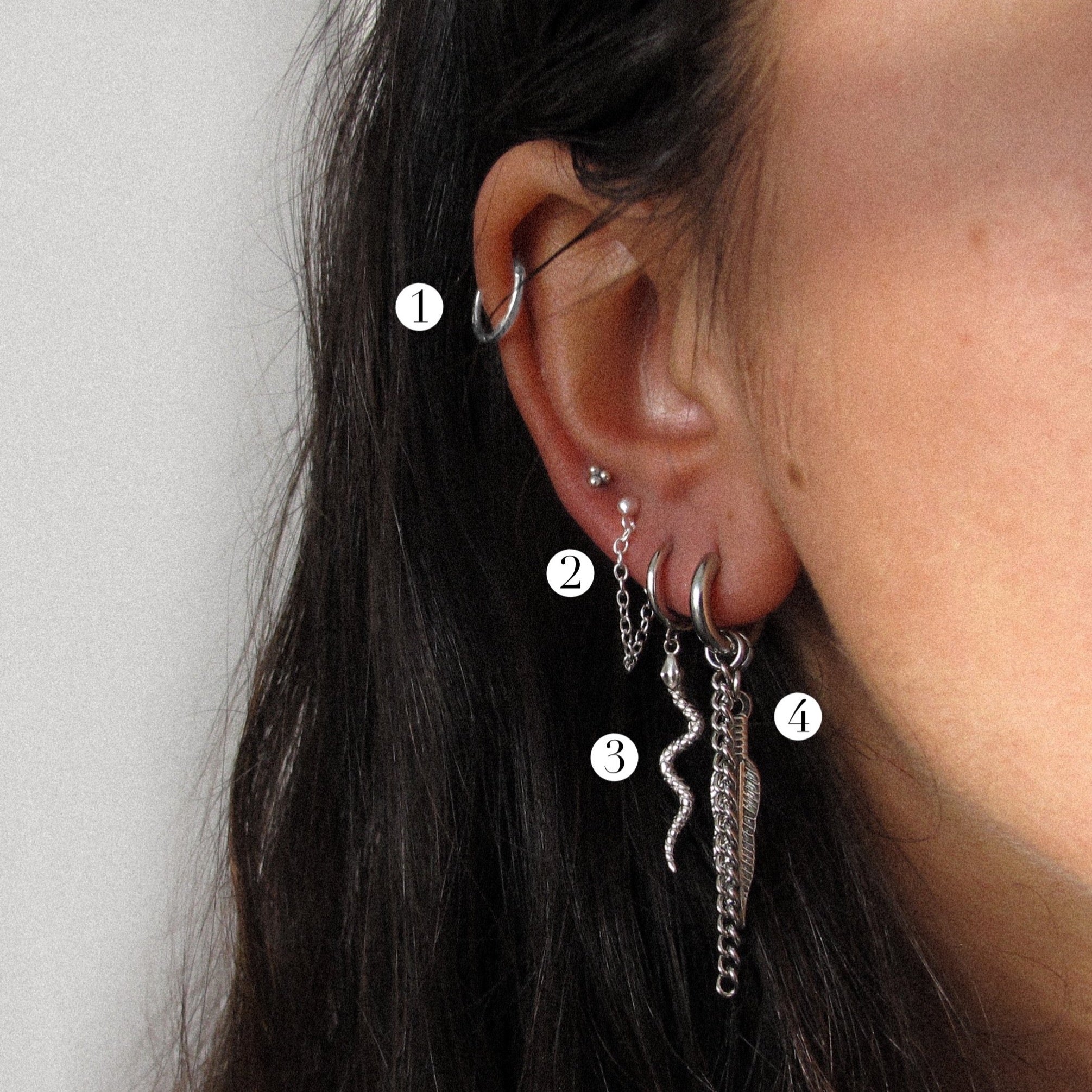 "Feather” Hoop Chain Earring