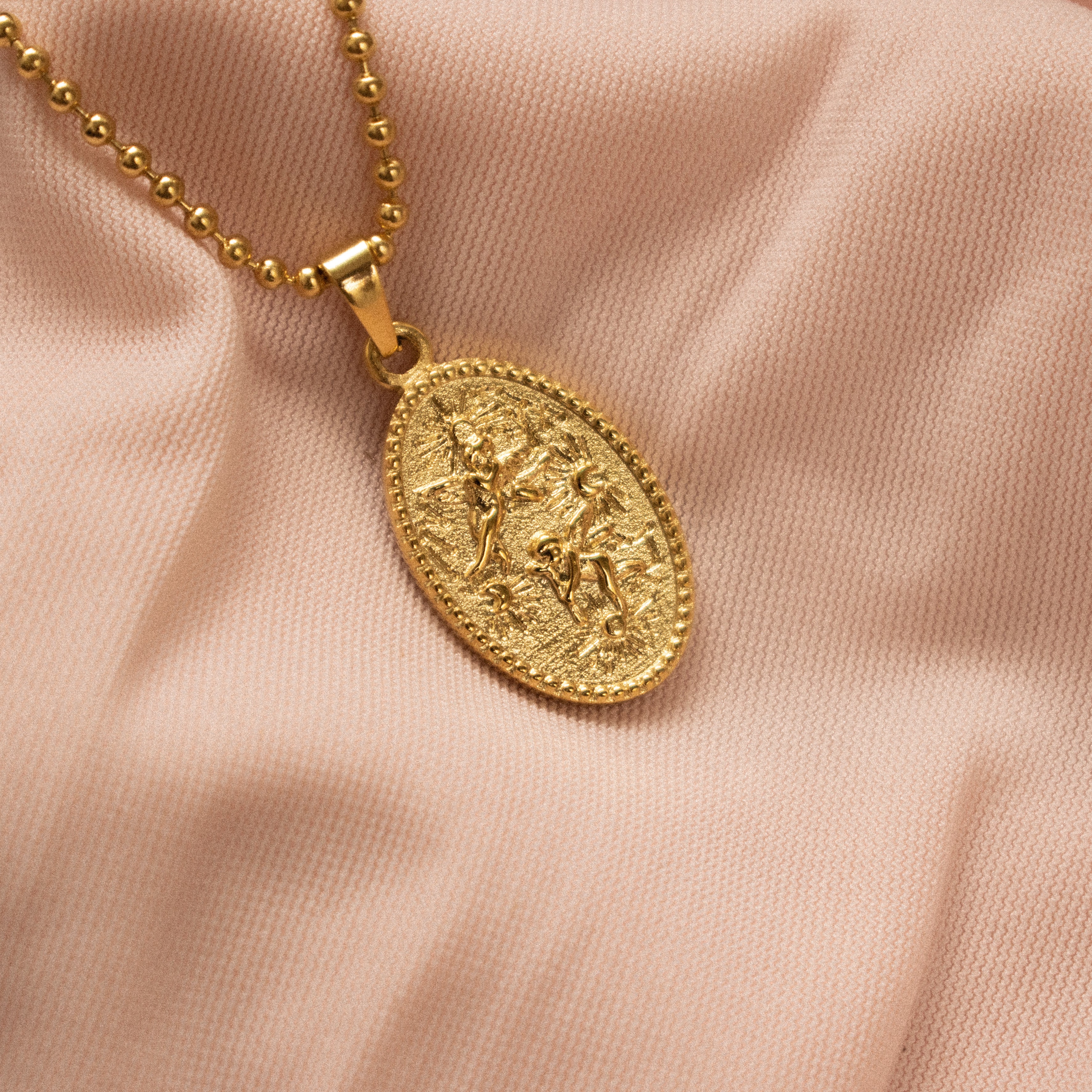 "Zoe" Cherub Oval Necklace