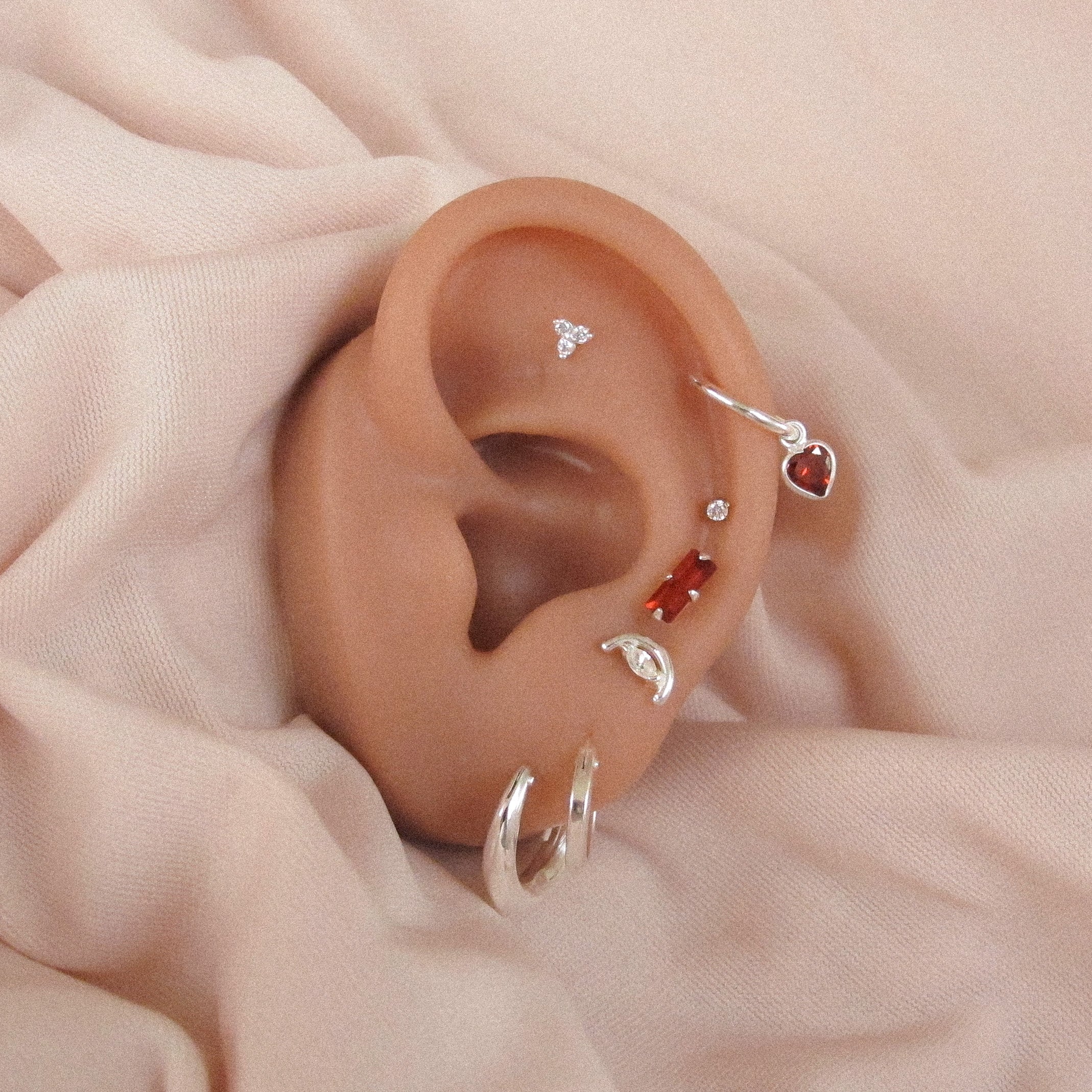 “Crimson” Sterling Silver Bar Stud