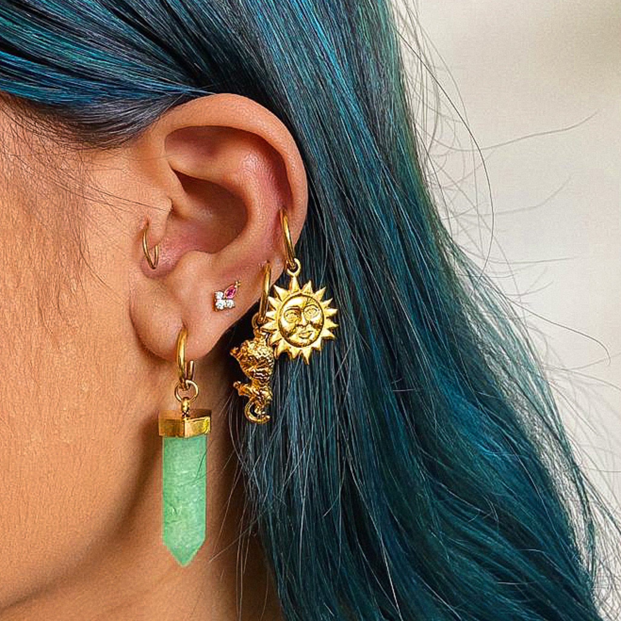 "Nova" Sun Moon Huggie Earrings