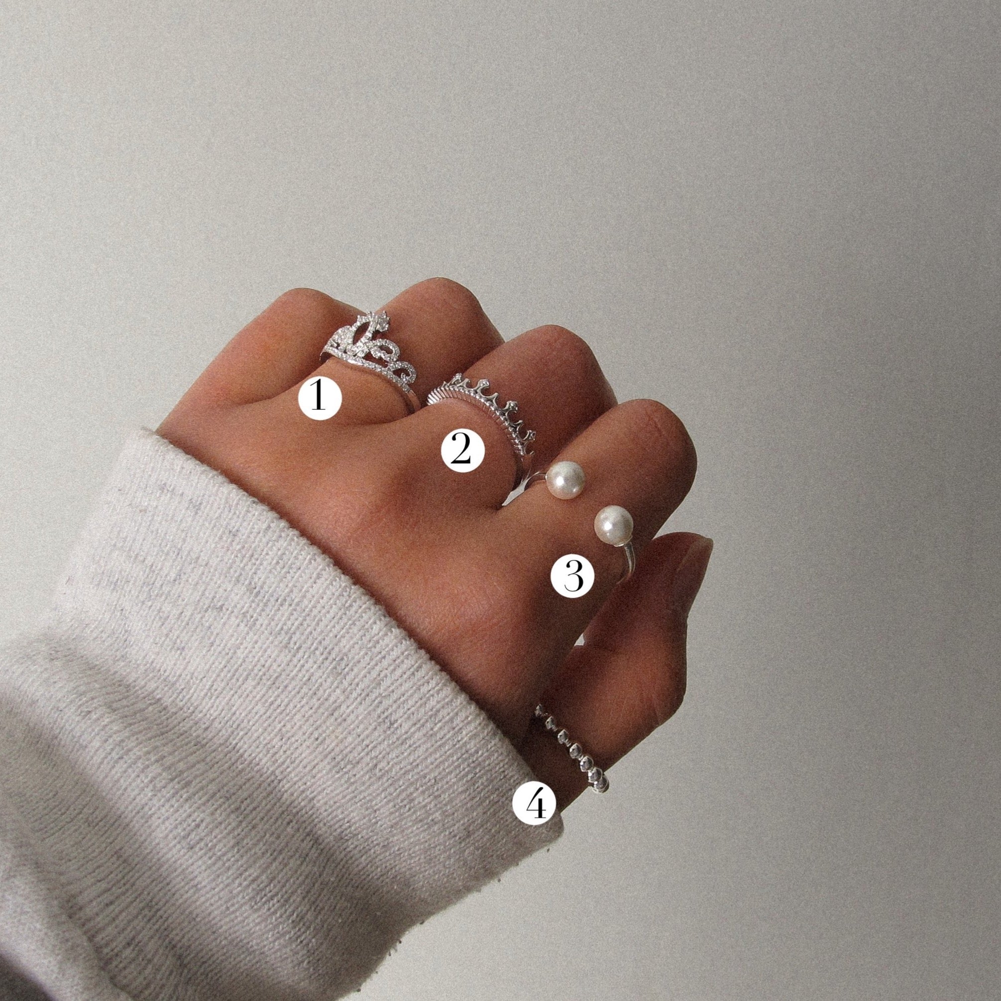 Clearance "Belle” Sterling Silver Beaded Ring