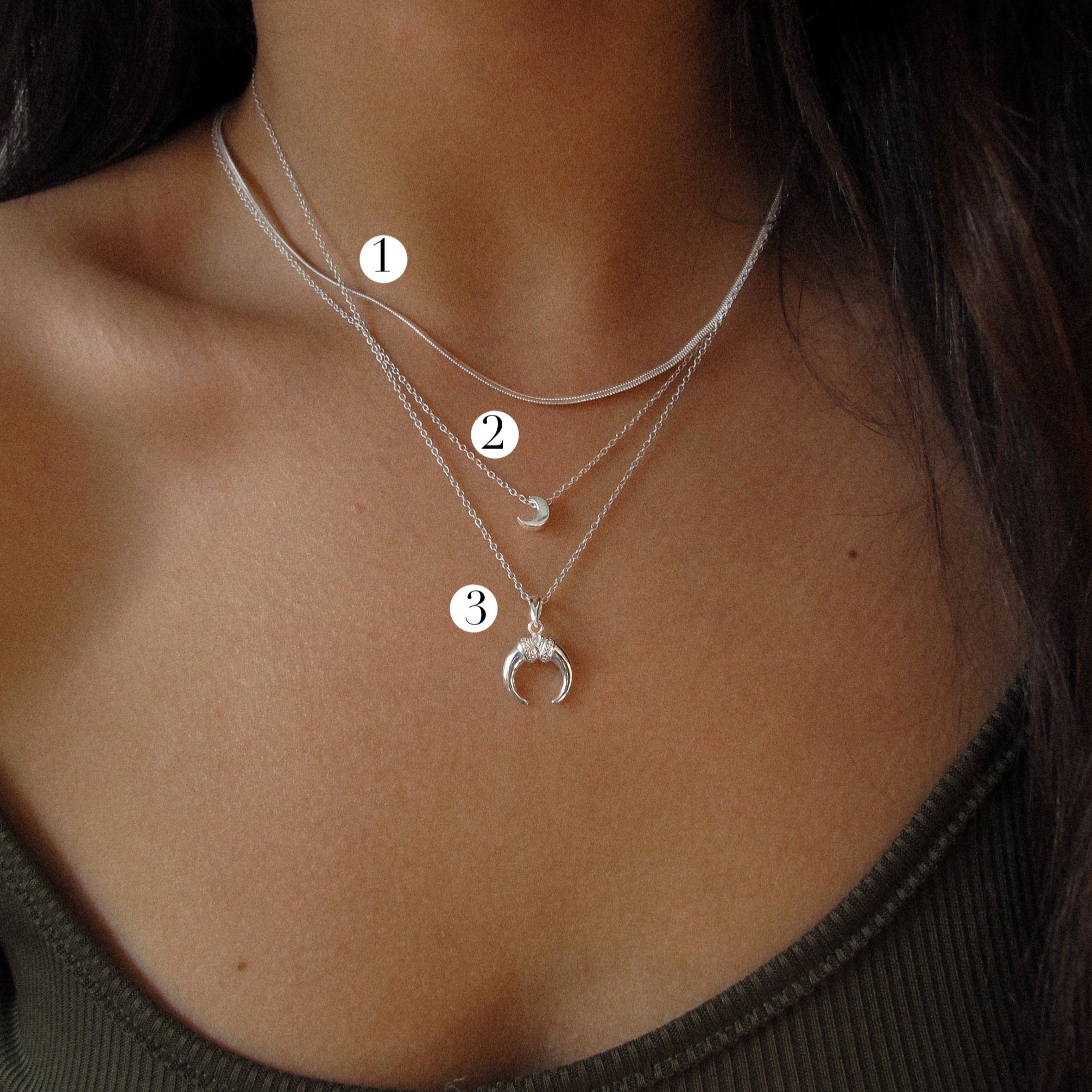 “Ria” Sterling Silver Moon Necklace