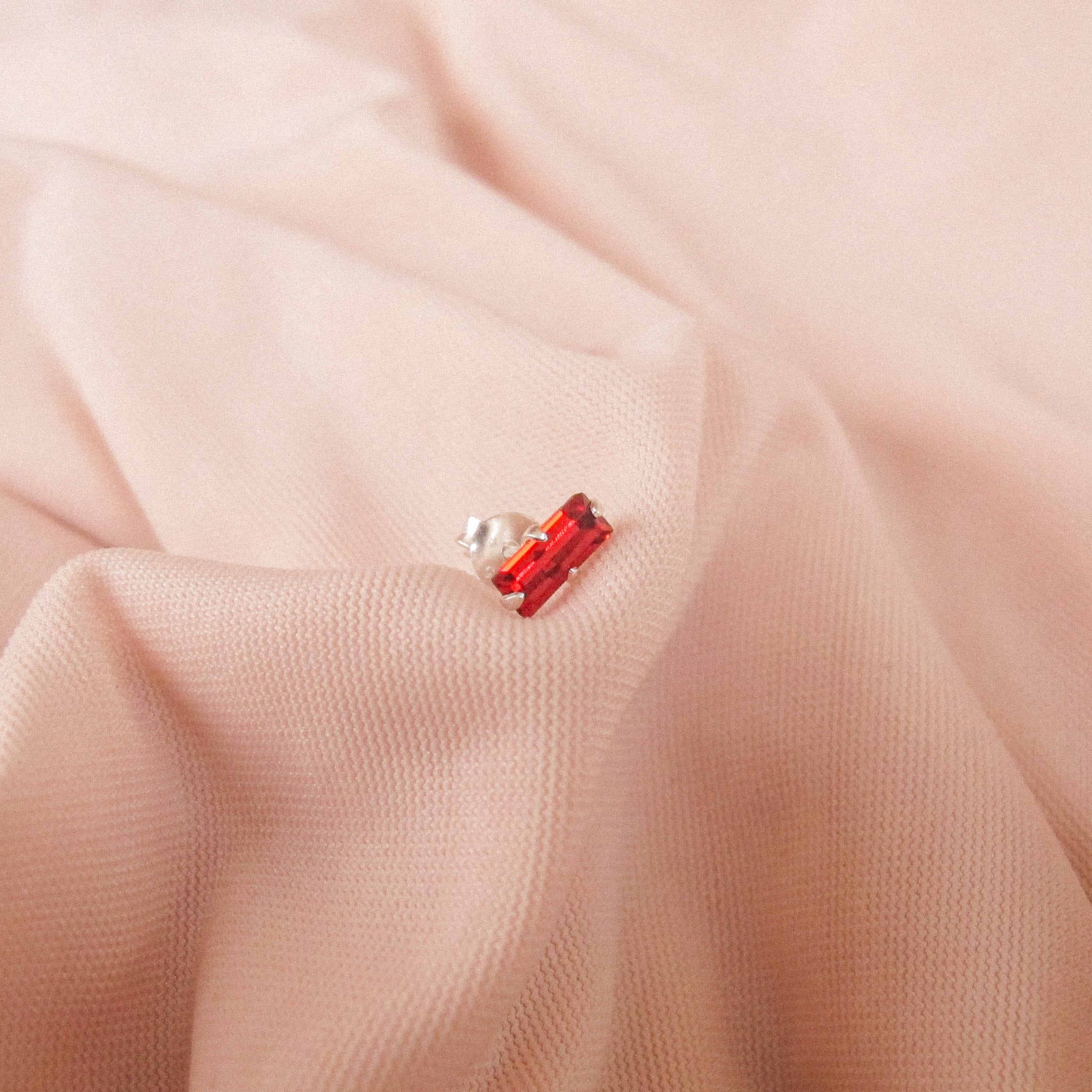 “Crimson” Sterling Silver Bar Stud