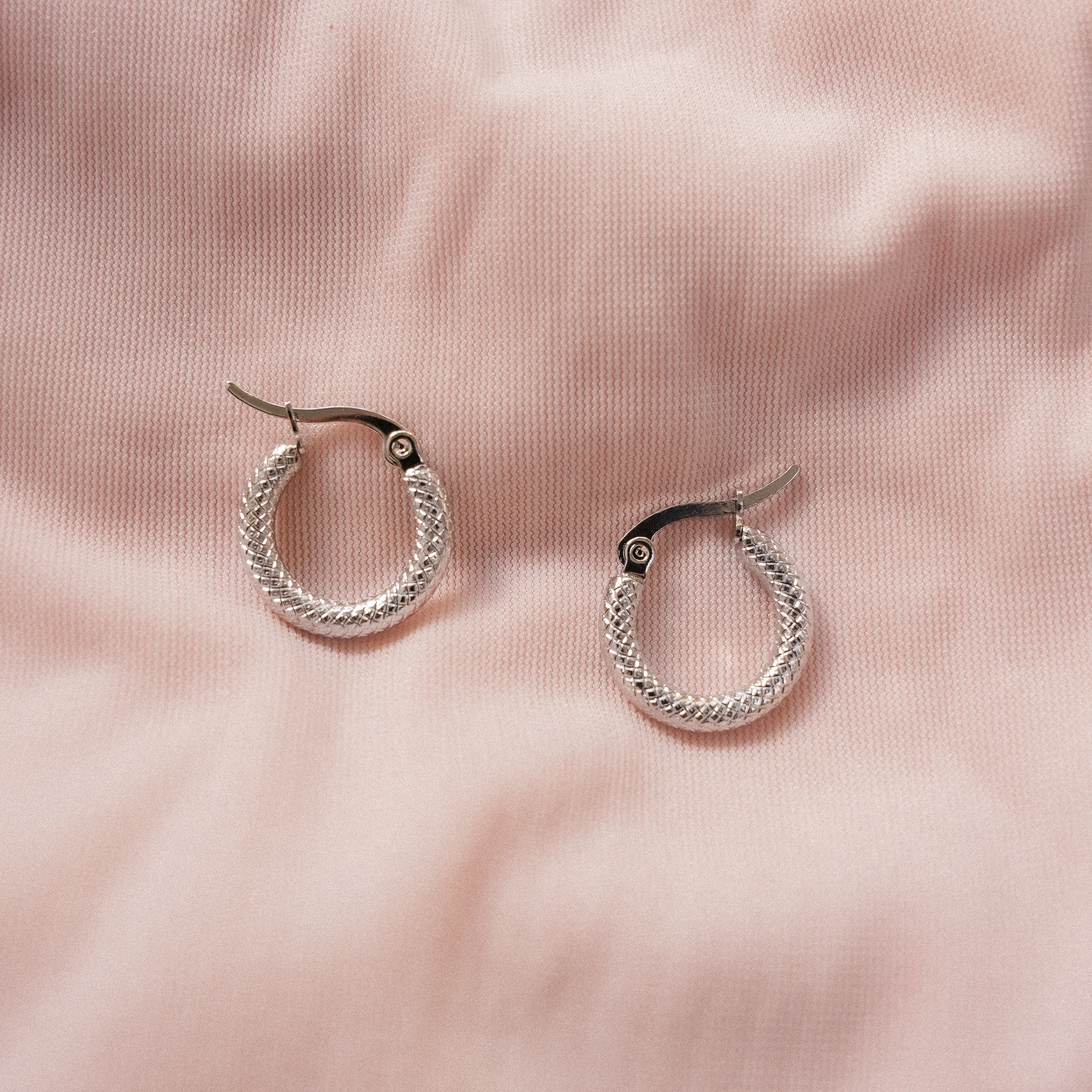 "Willow" Silver Textured Hoops