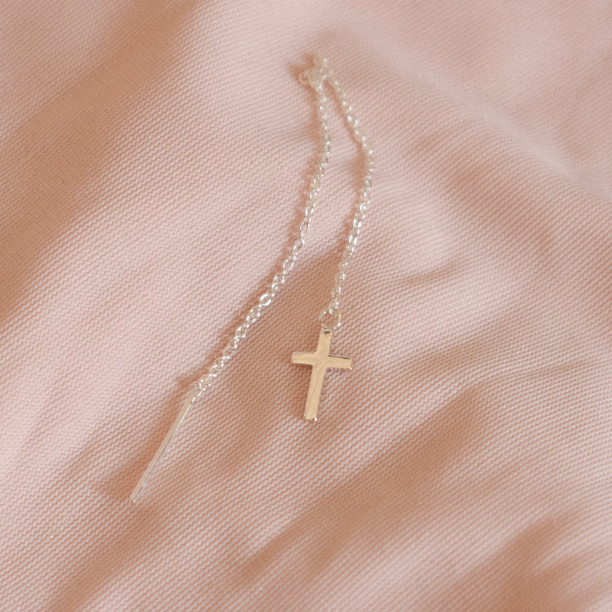 “Isabella” Cross Threader Silver Earring