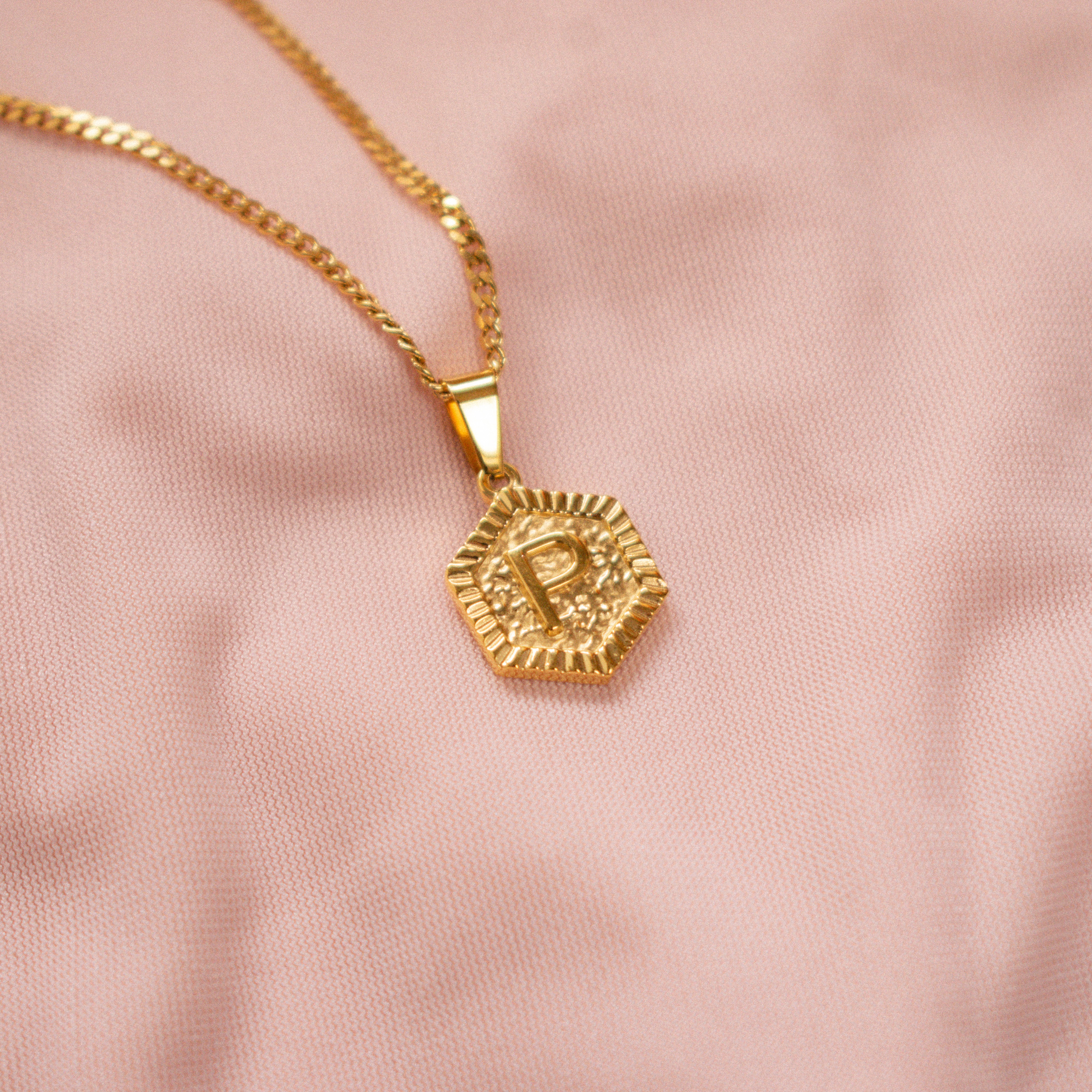 “Hex” Initial Hexagon Necklace