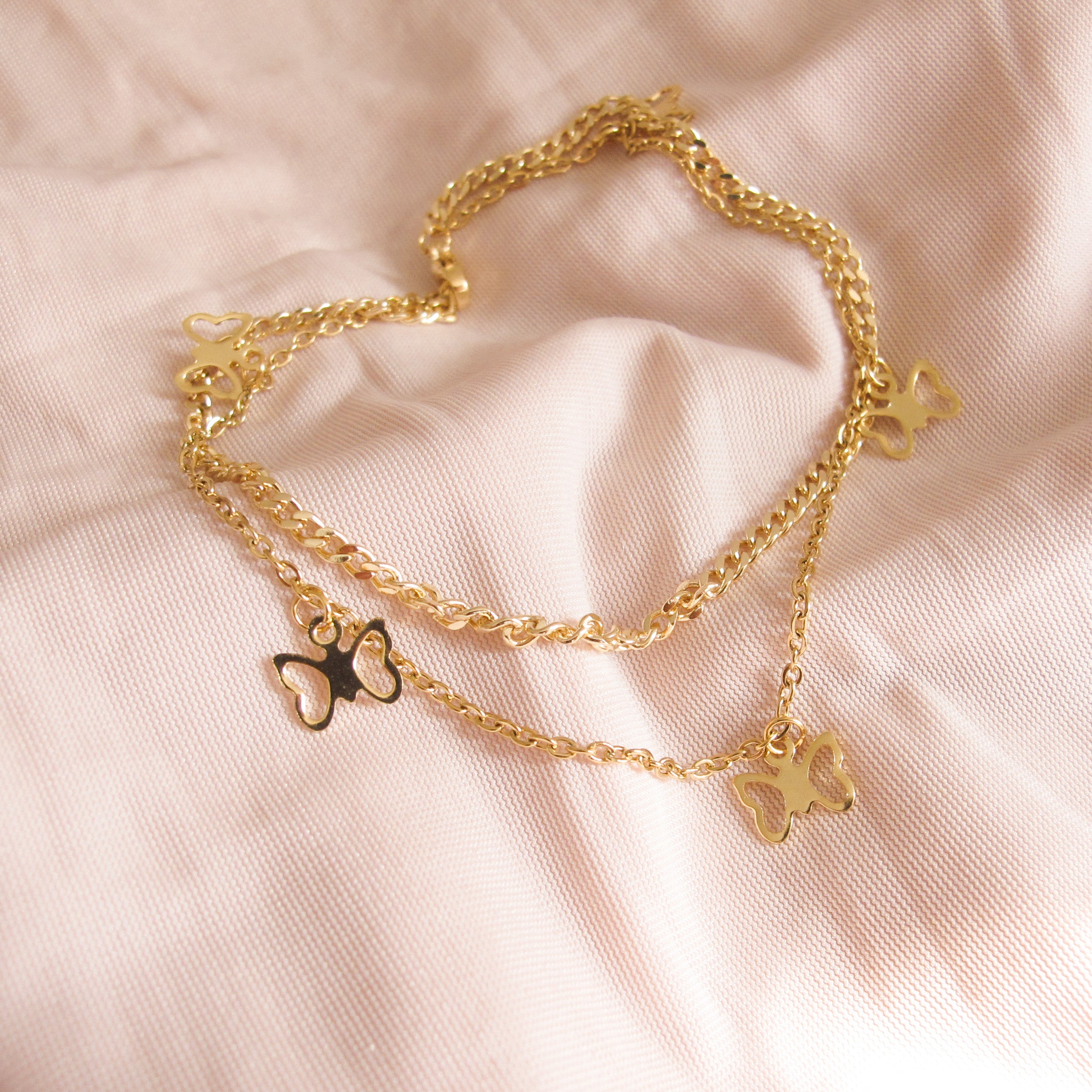 “Carey” Butterfly Double Anklet