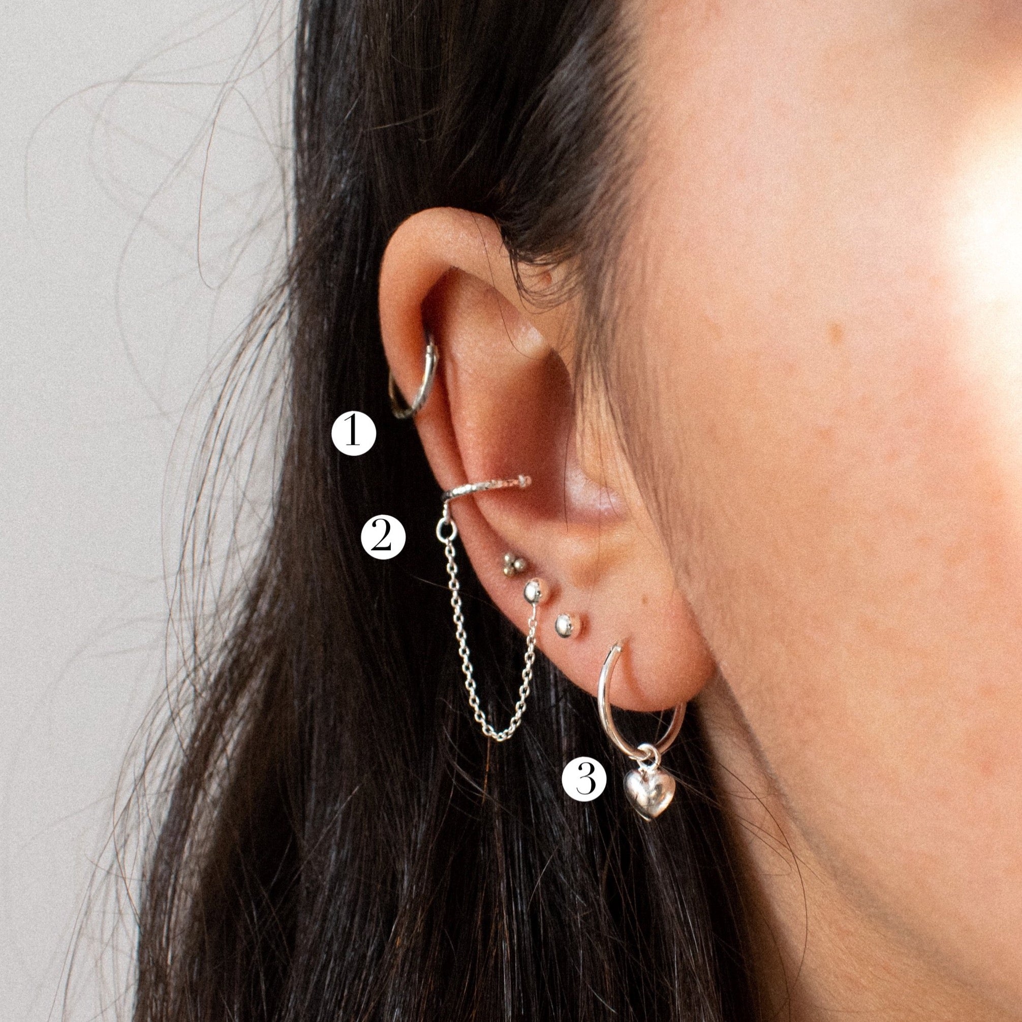 “Jacinta” Cuff Sterling Silver Chain Earring