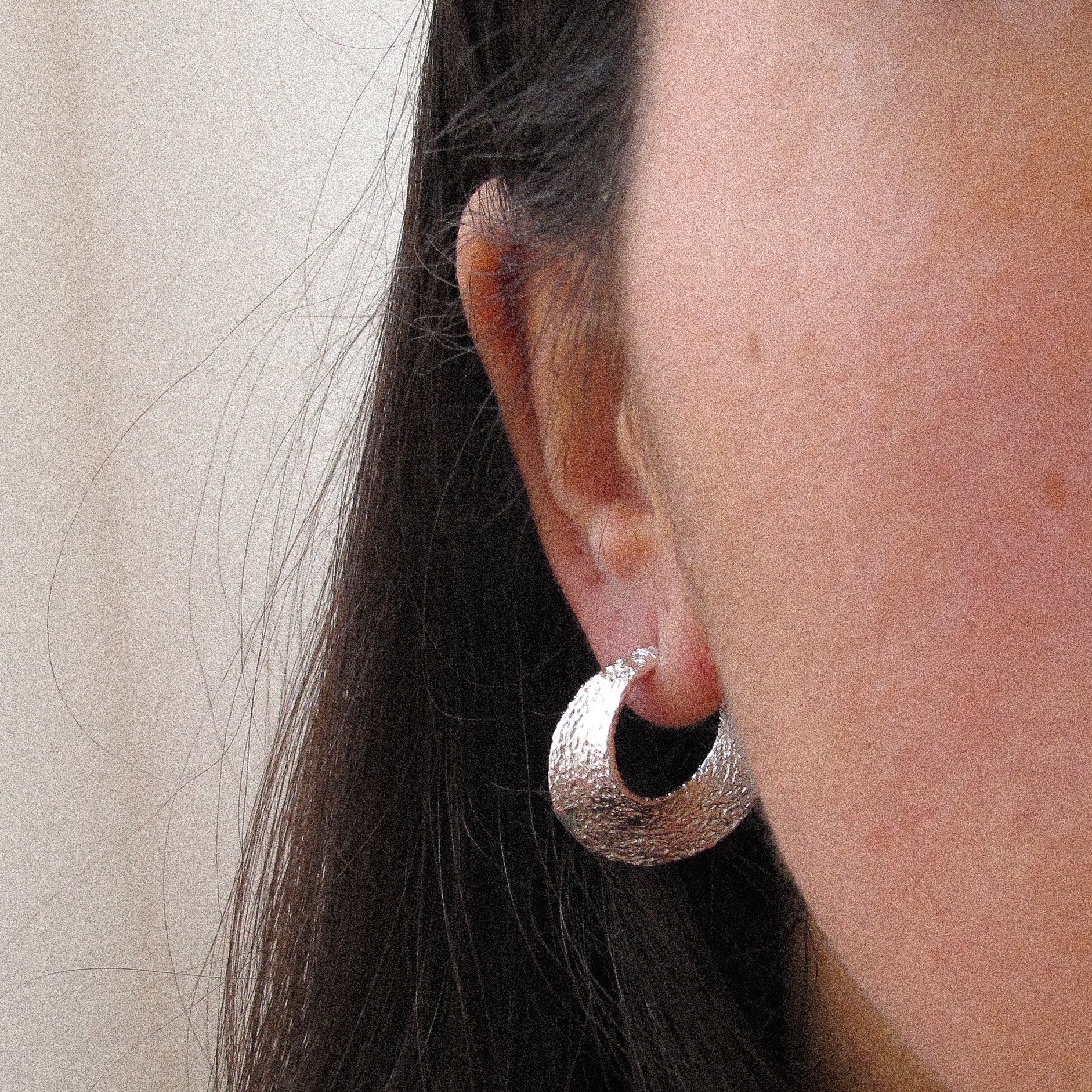 "Lilu" Textured Silver Hoops