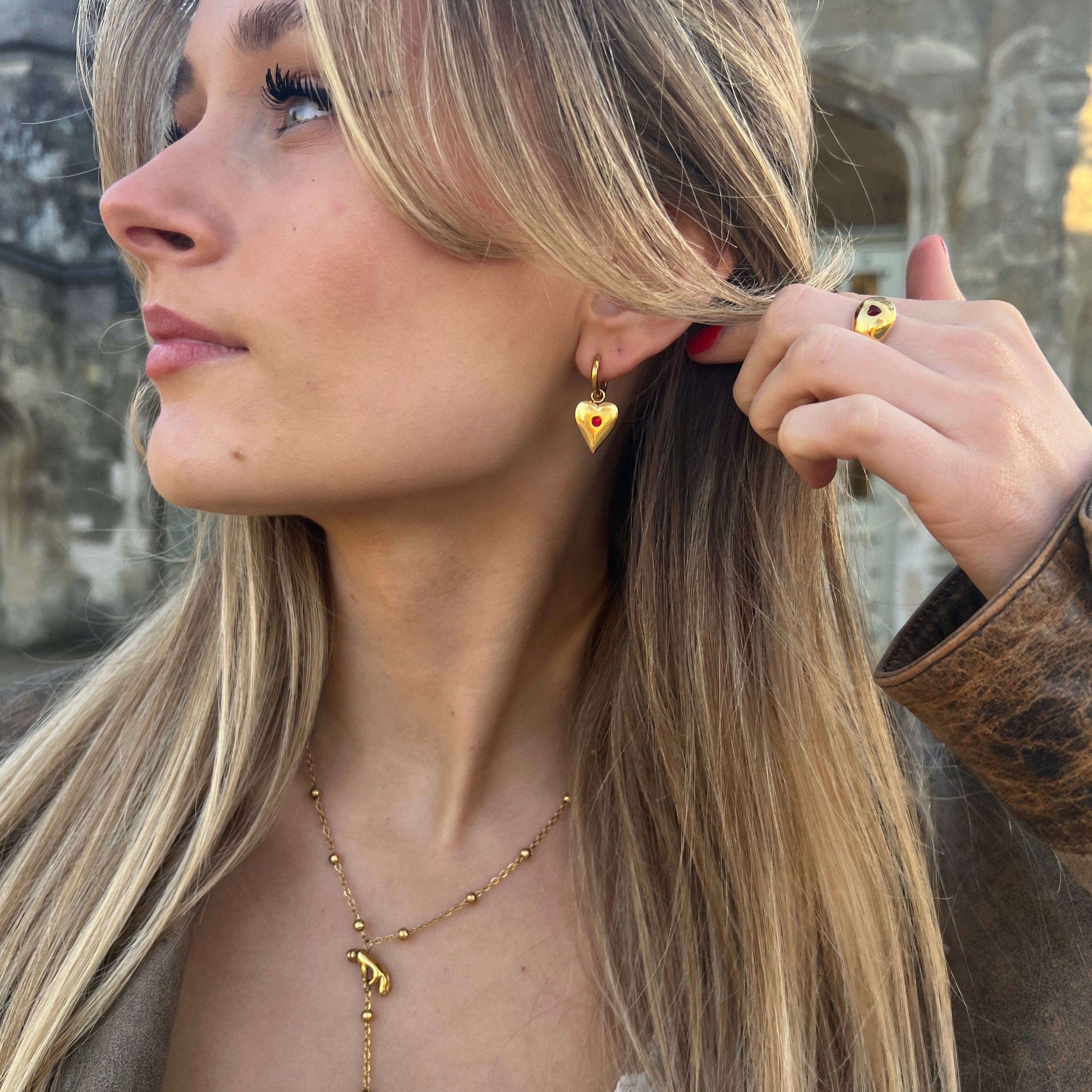 "Emily" Red Stone Earrings