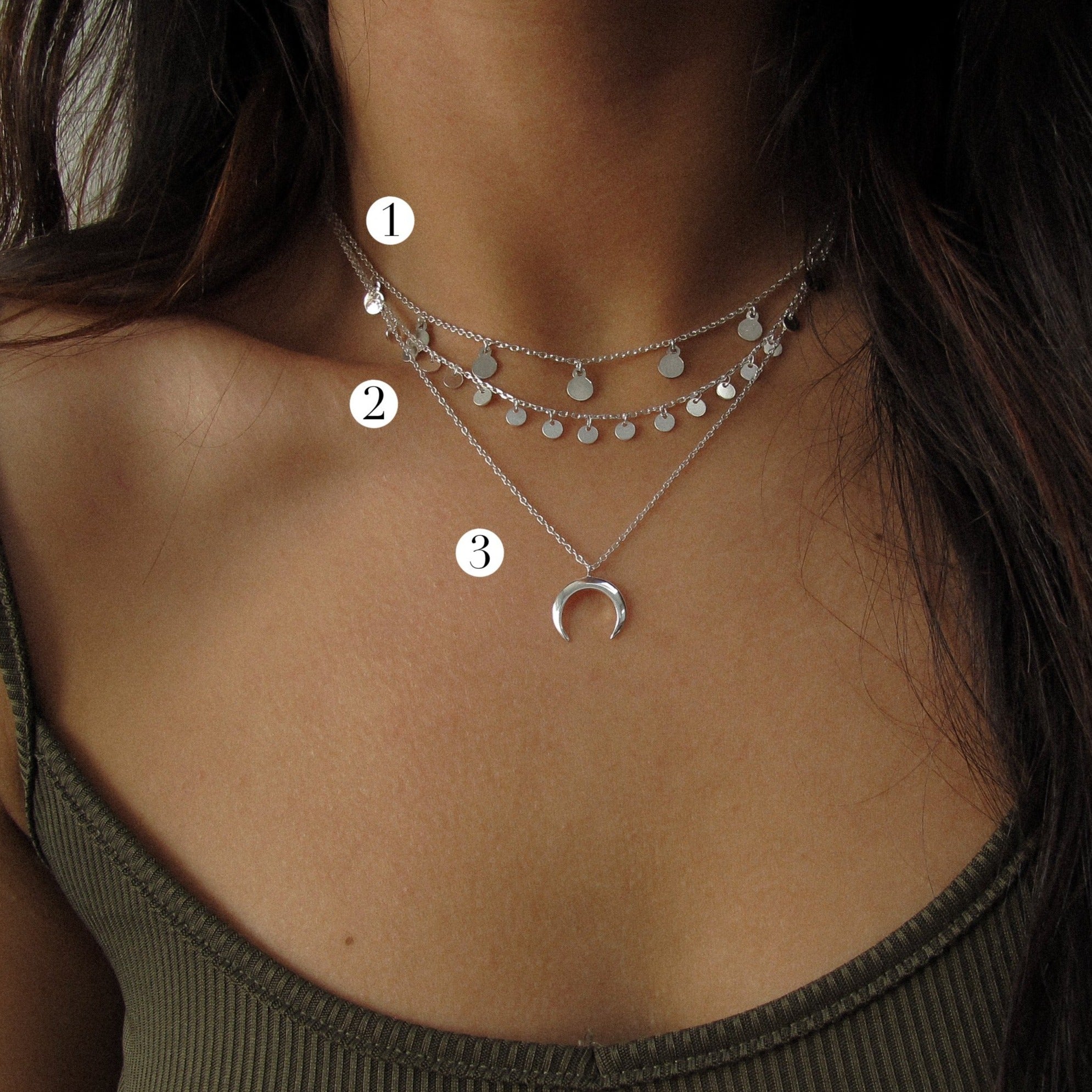 "Astrid" Sterling Silver Moon Necklace