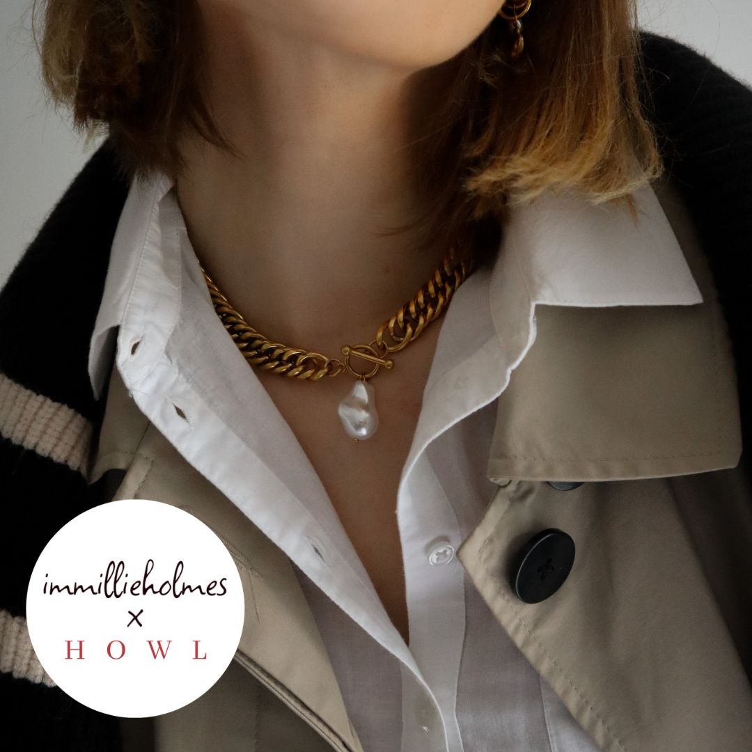 "Faye" Chunky T Bar Pearl Necklace