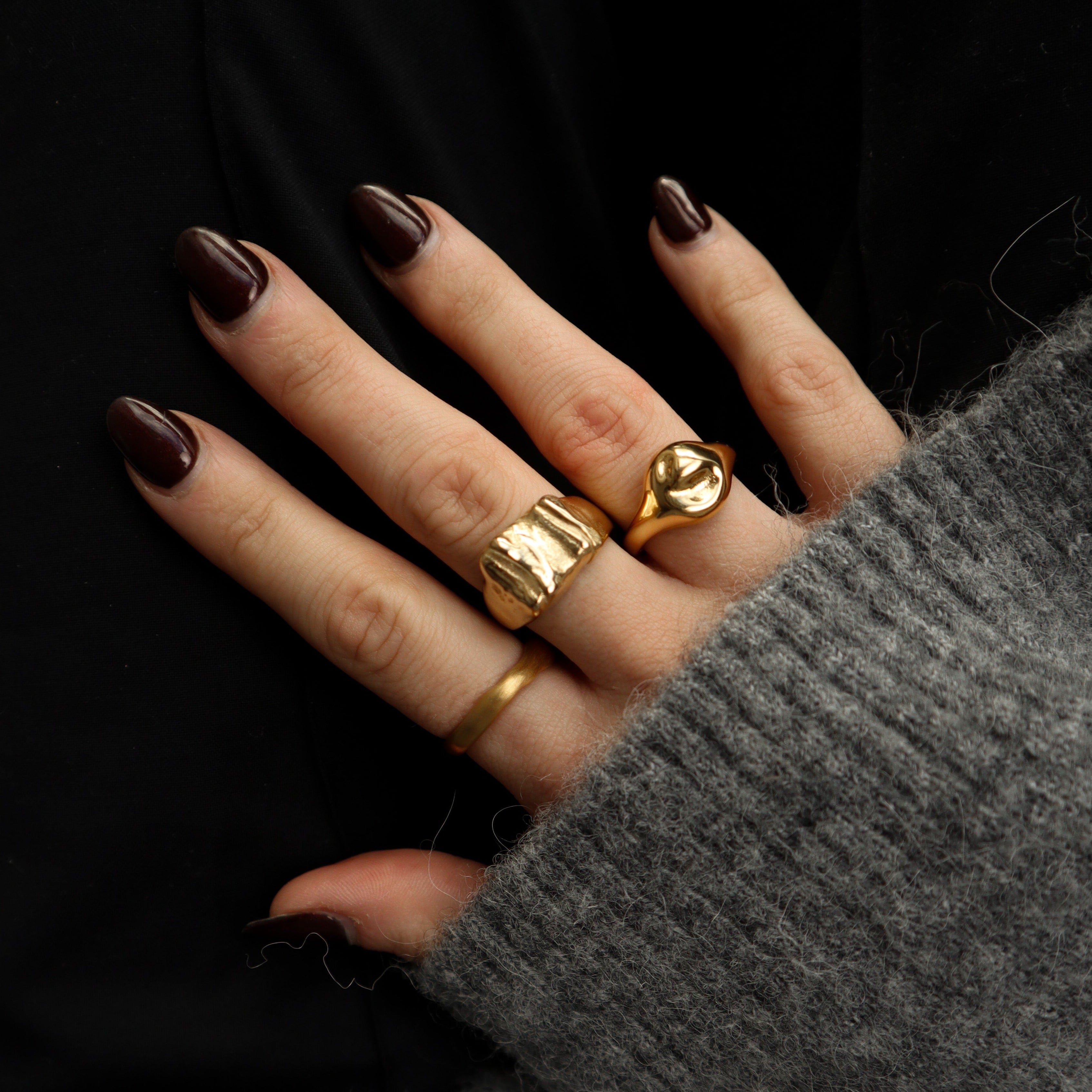"Sage" Sandblasted Abstract Ring