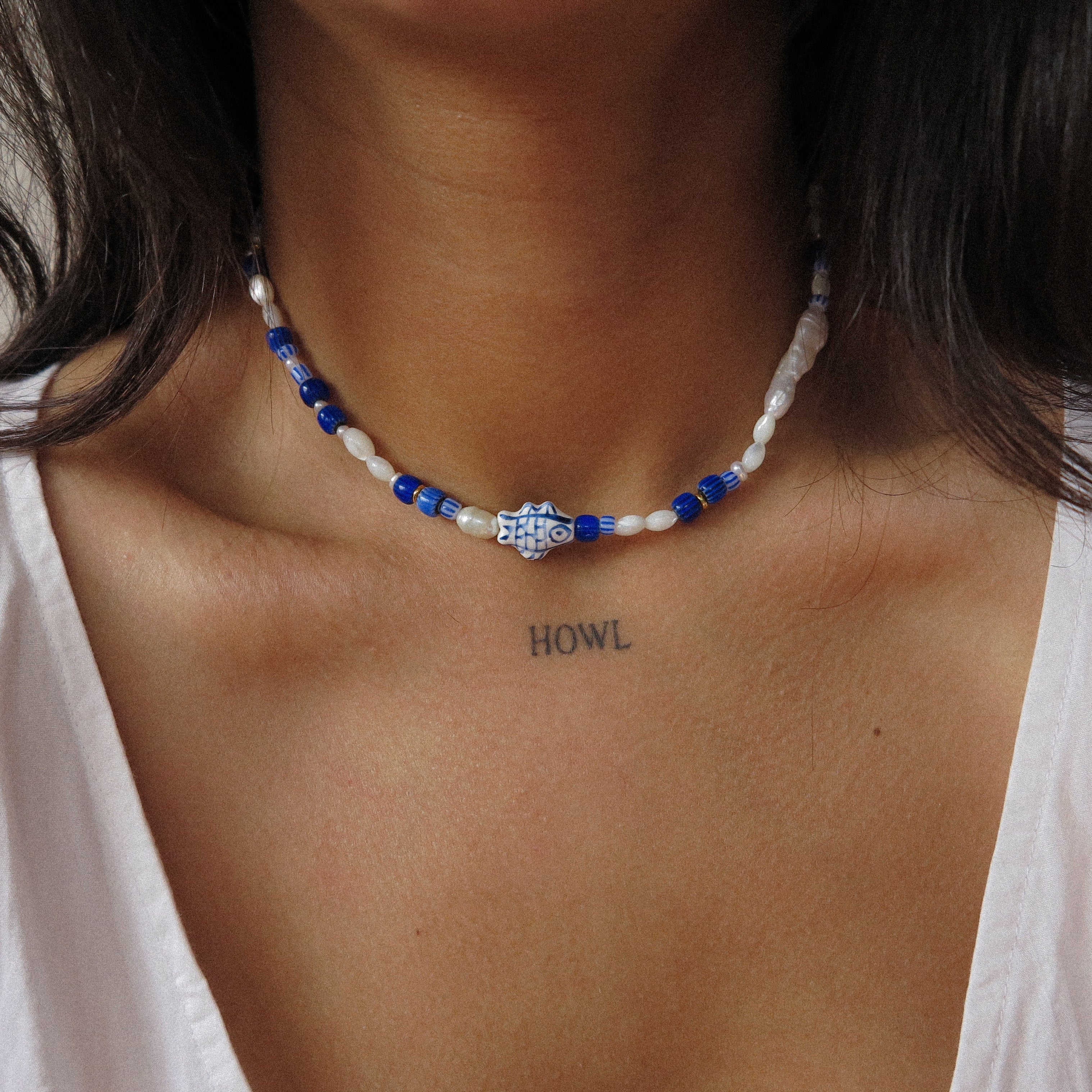 "Corfu" Beaded Fish Necklace