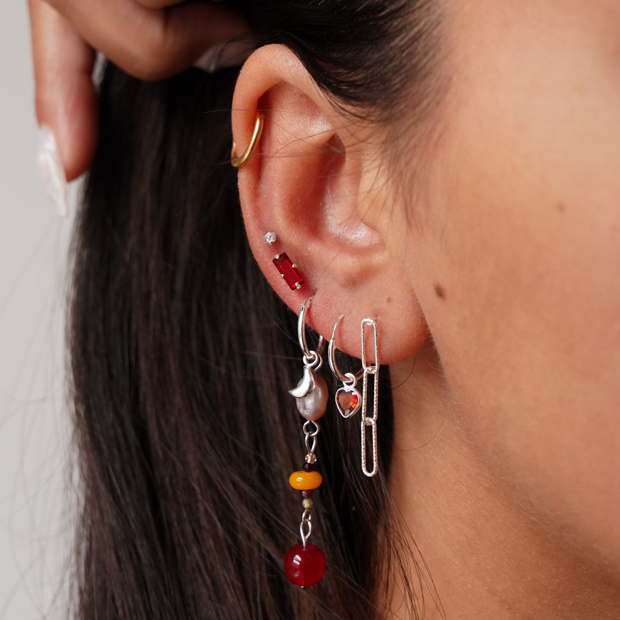 “Crimson” Sterling Silver Bar Stud