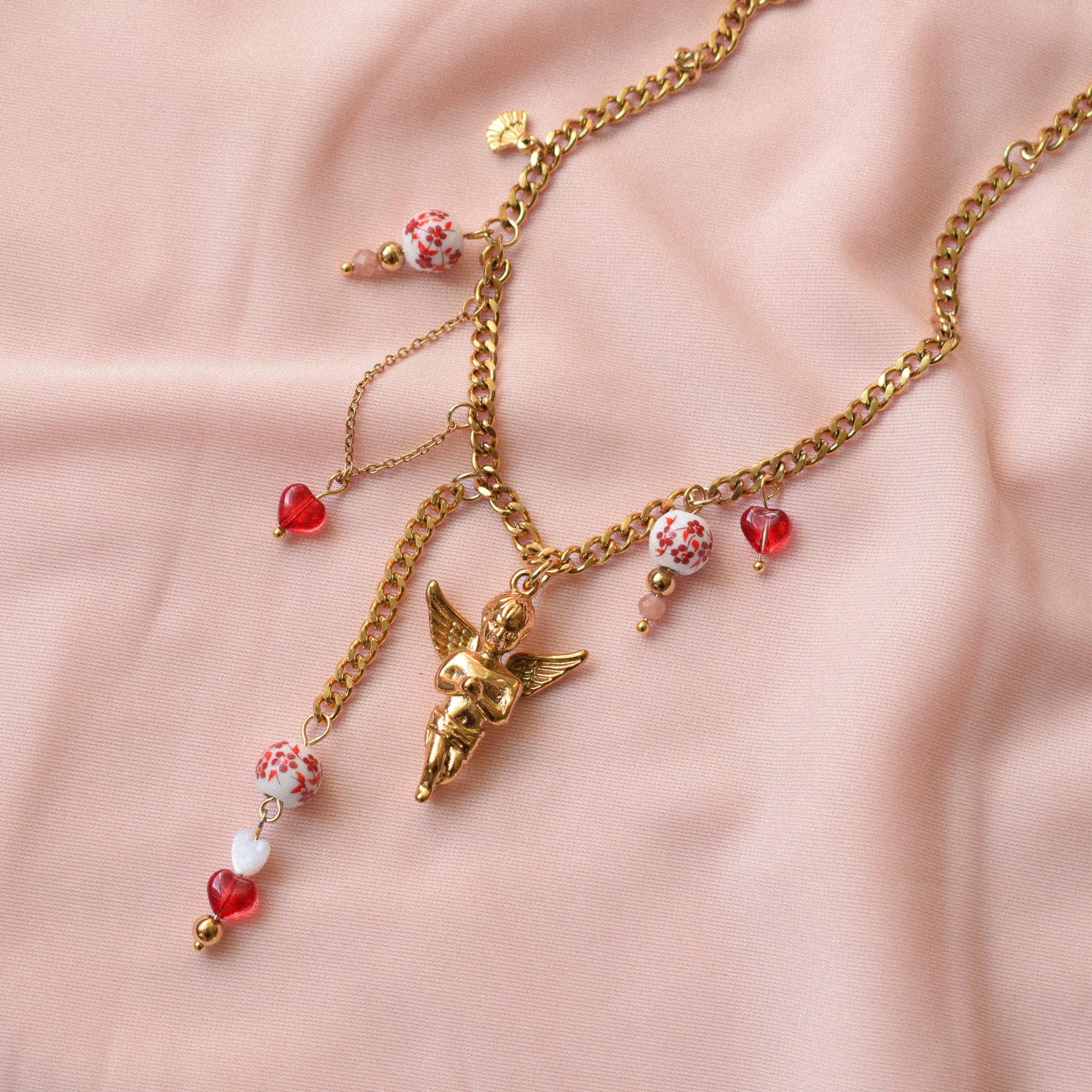 "Naomi” Cherub Floral Necklace