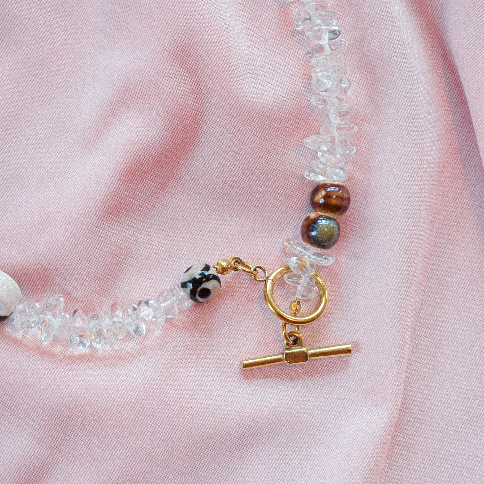 "Millicent" T-Bar Transparent Bead Necklace