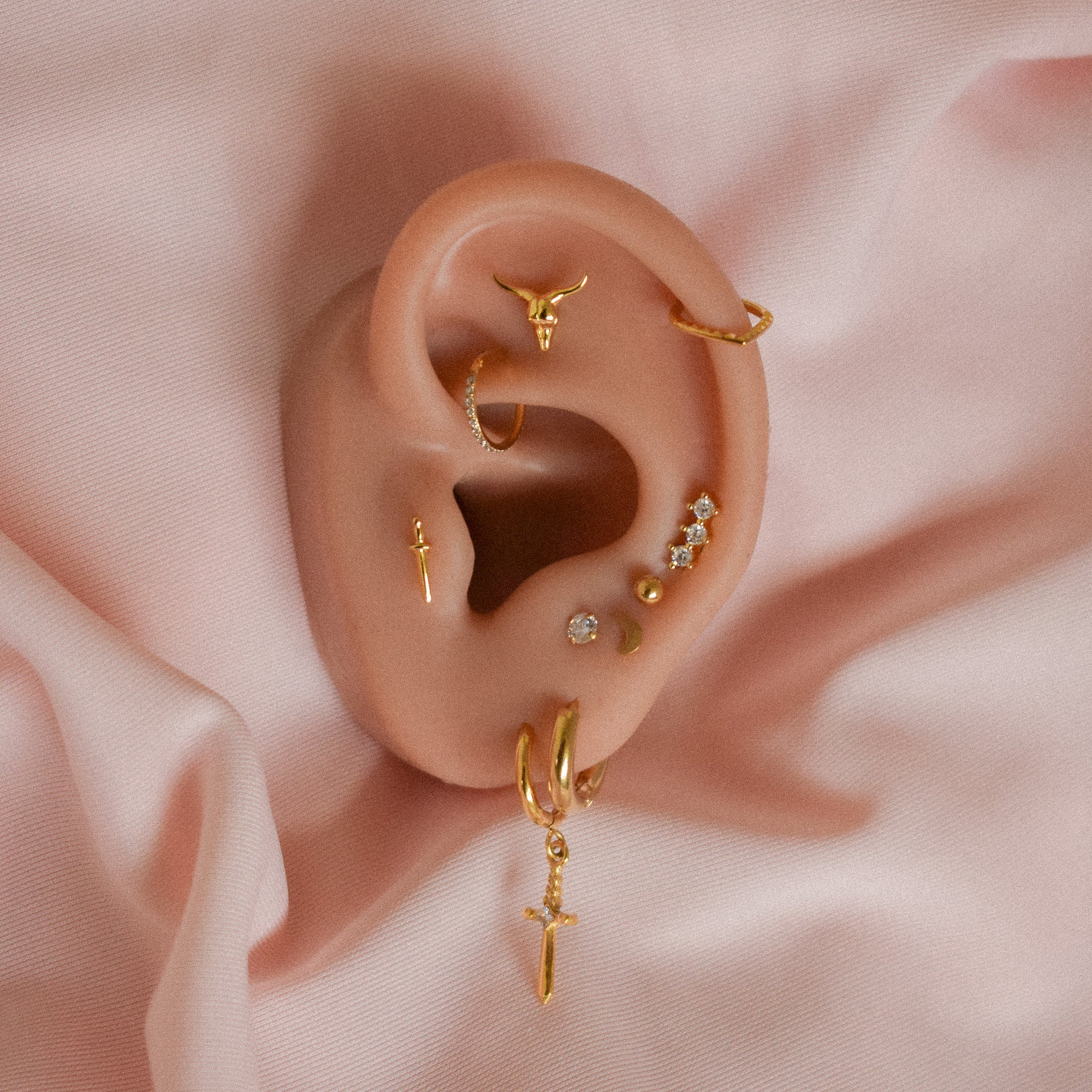 "Dagger" Cubic Zirconia Huggies