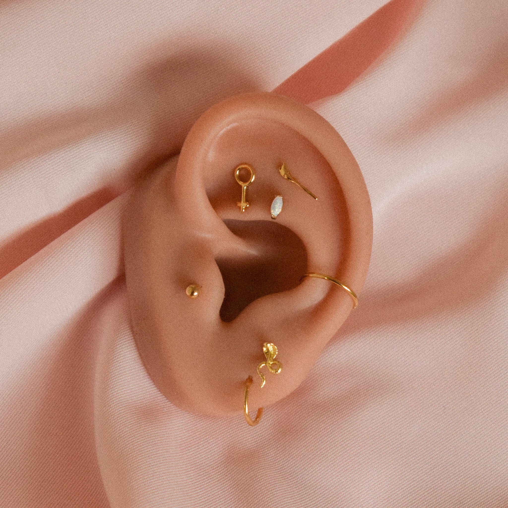 "Ocean" Tiny Opal 14K Gold Earring