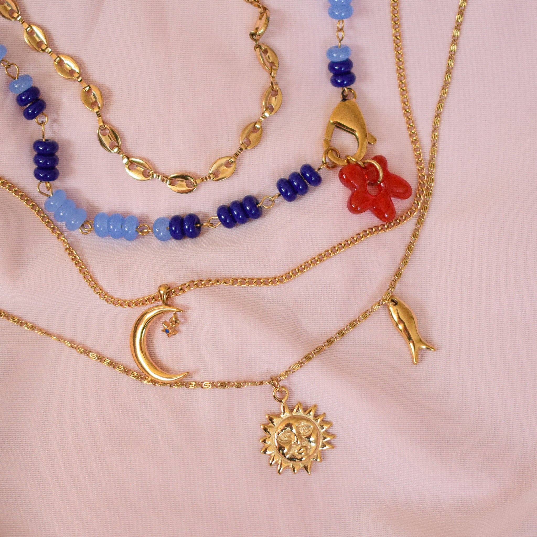 "Red Sea" Necklace Stack