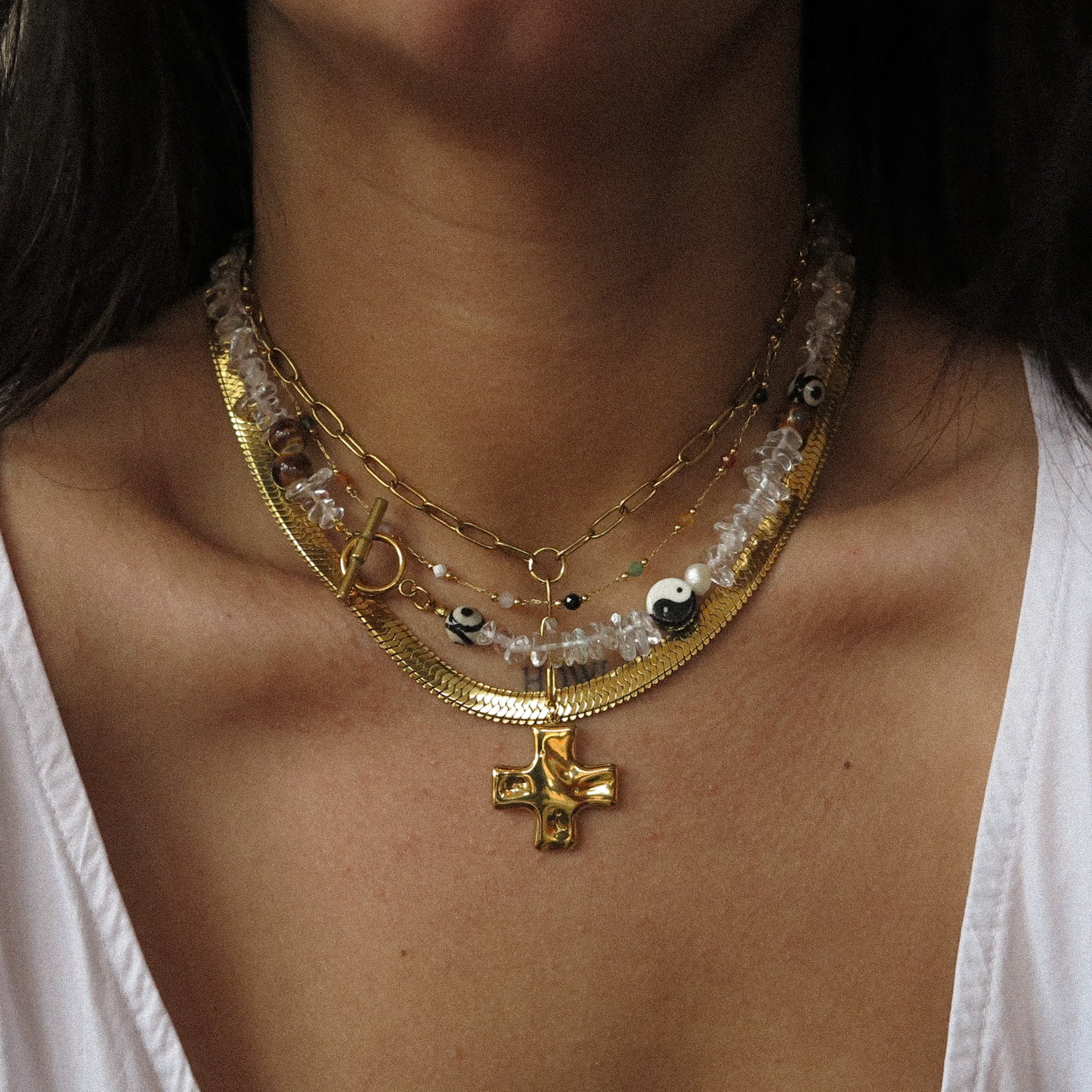 "Millicent" T-Bar Transparent Bead Necklace