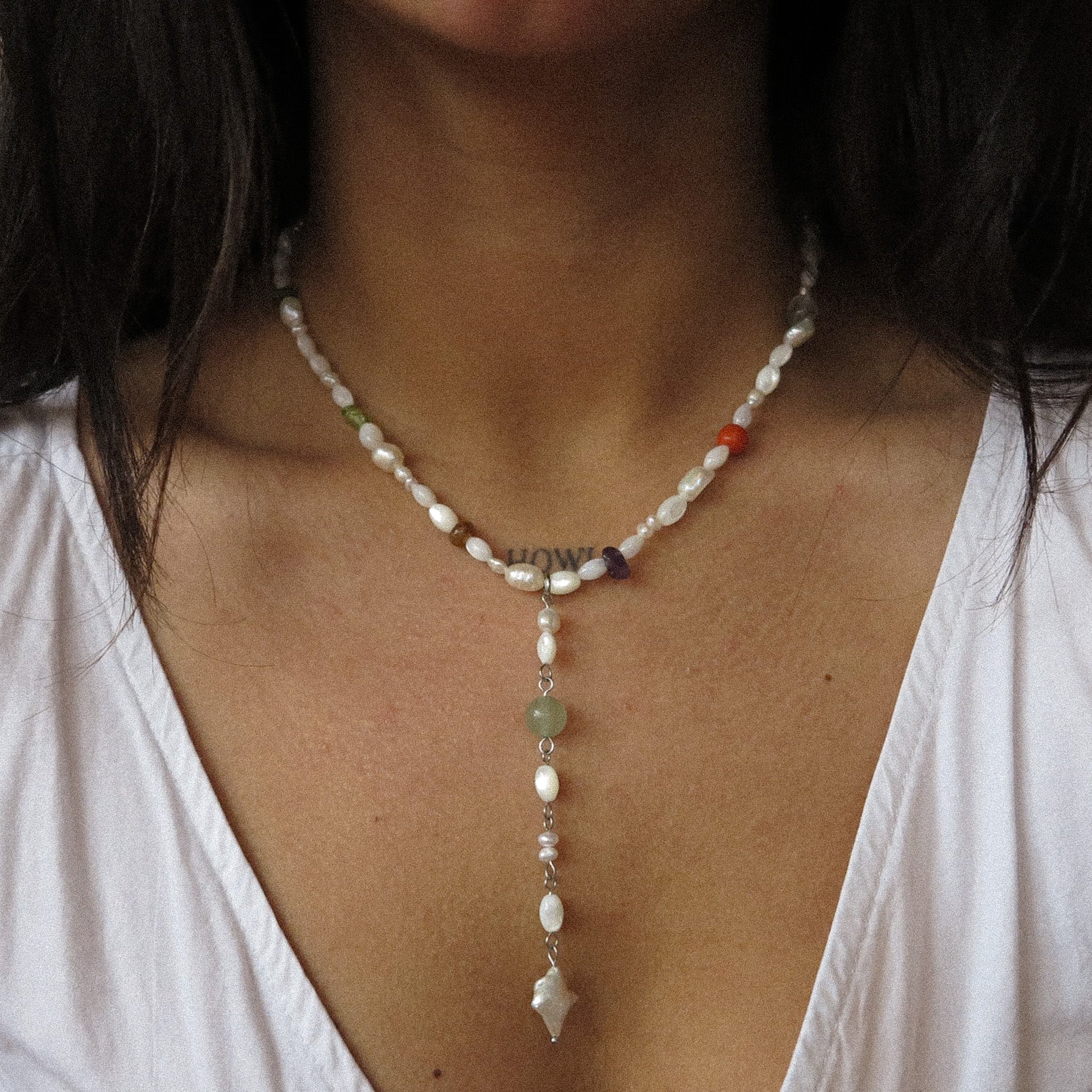 "Beverly" Pearl Lariat Necklace